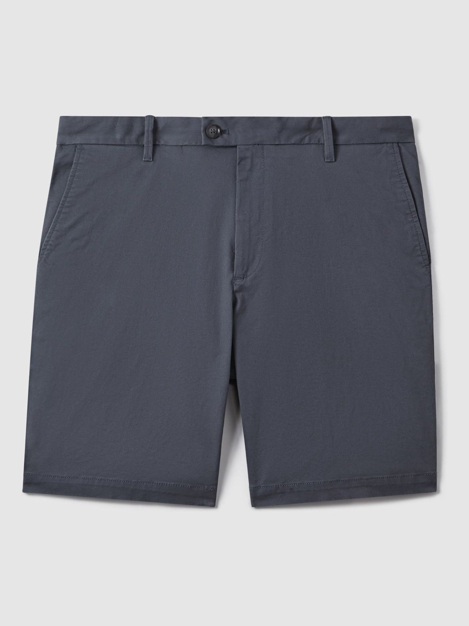 Cotton Chino Shorts with Stretch in Airforce Blue - Image 2 of 7