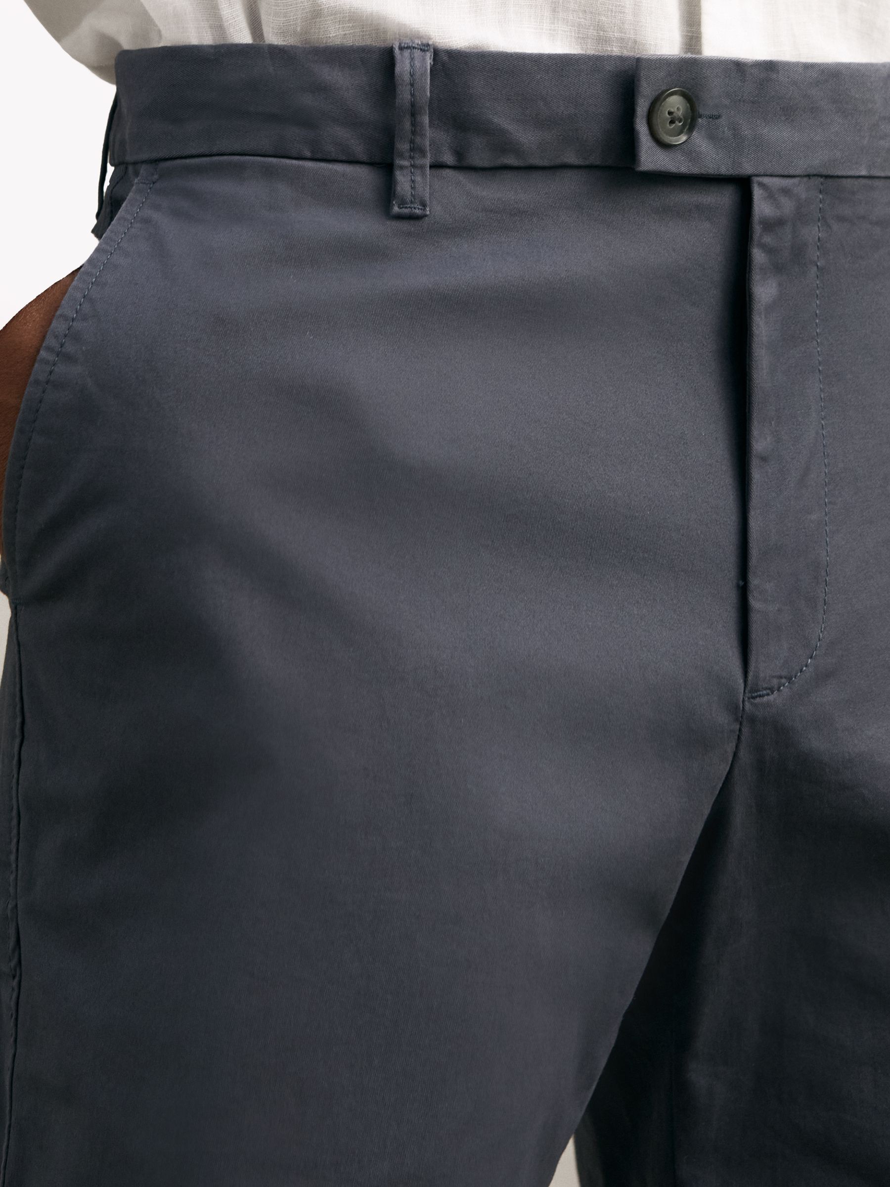 Cotton Chino Shorts with Stretch in Airforce Blue - Image 4 of 6
