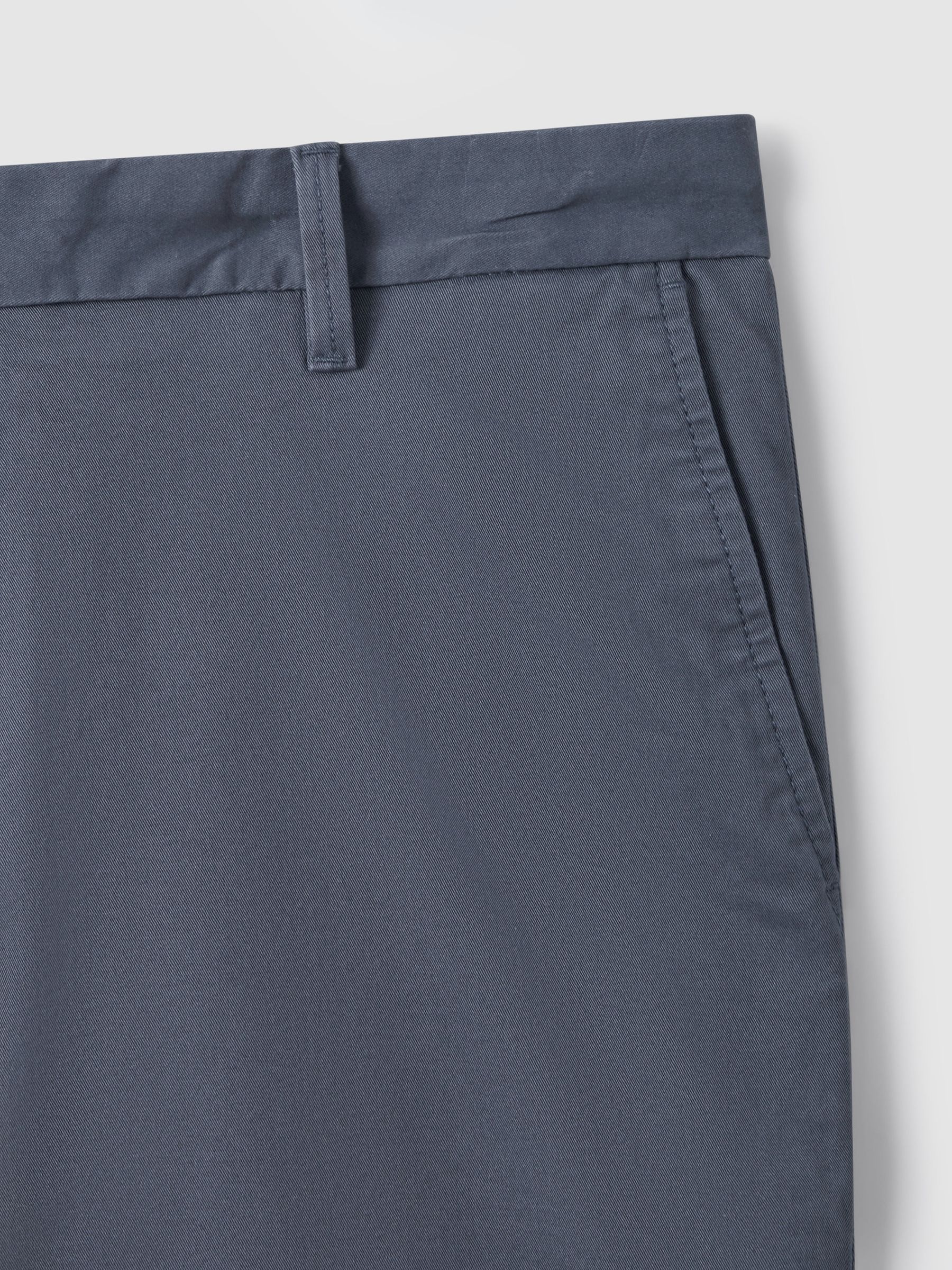Regular Length Cotton Chino Shorts with Stretch in Airforce Blue - image 3