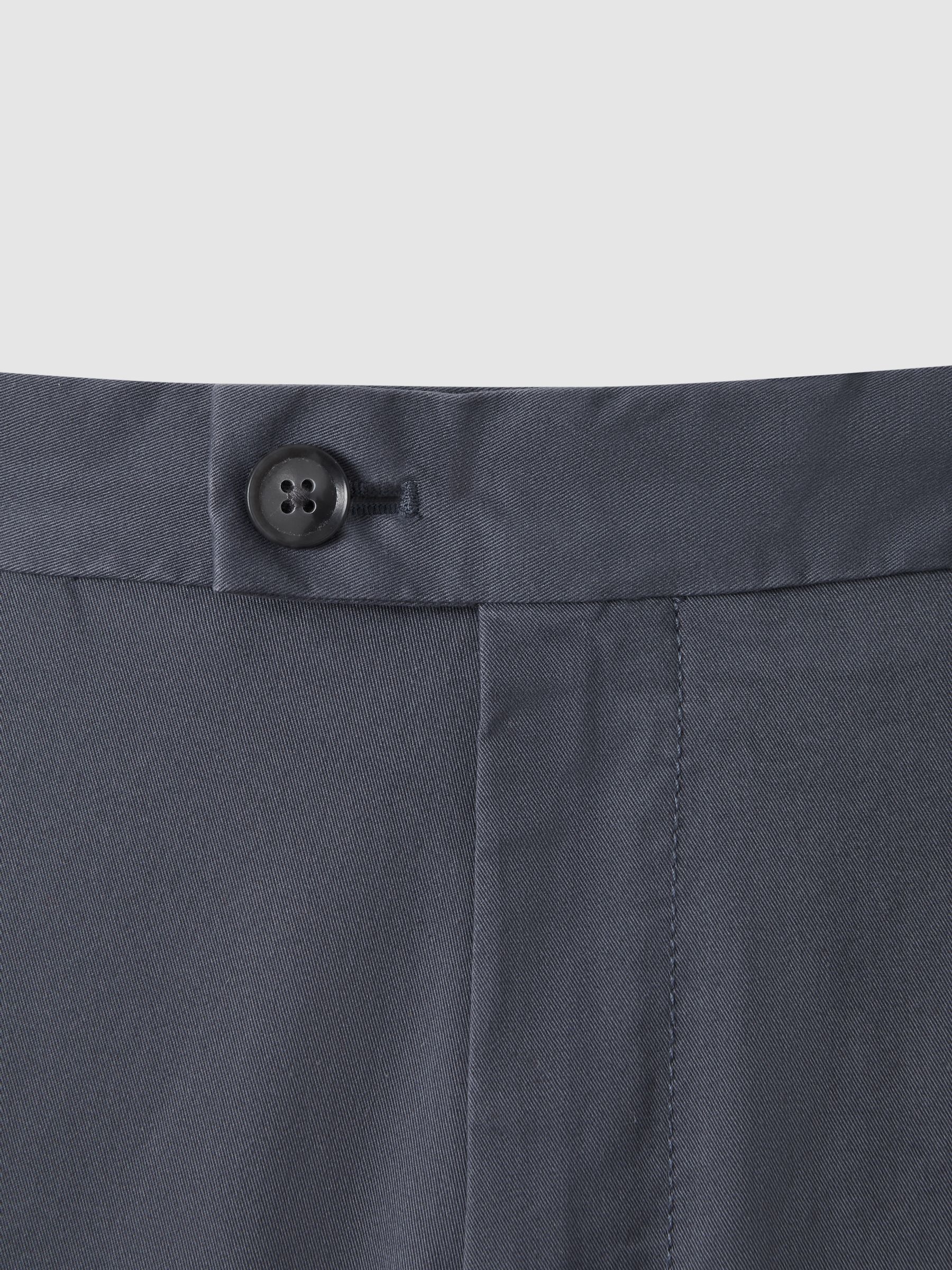 Cotton Chino Shorts with Stretch in Airforce Blue - Image 6 of 7