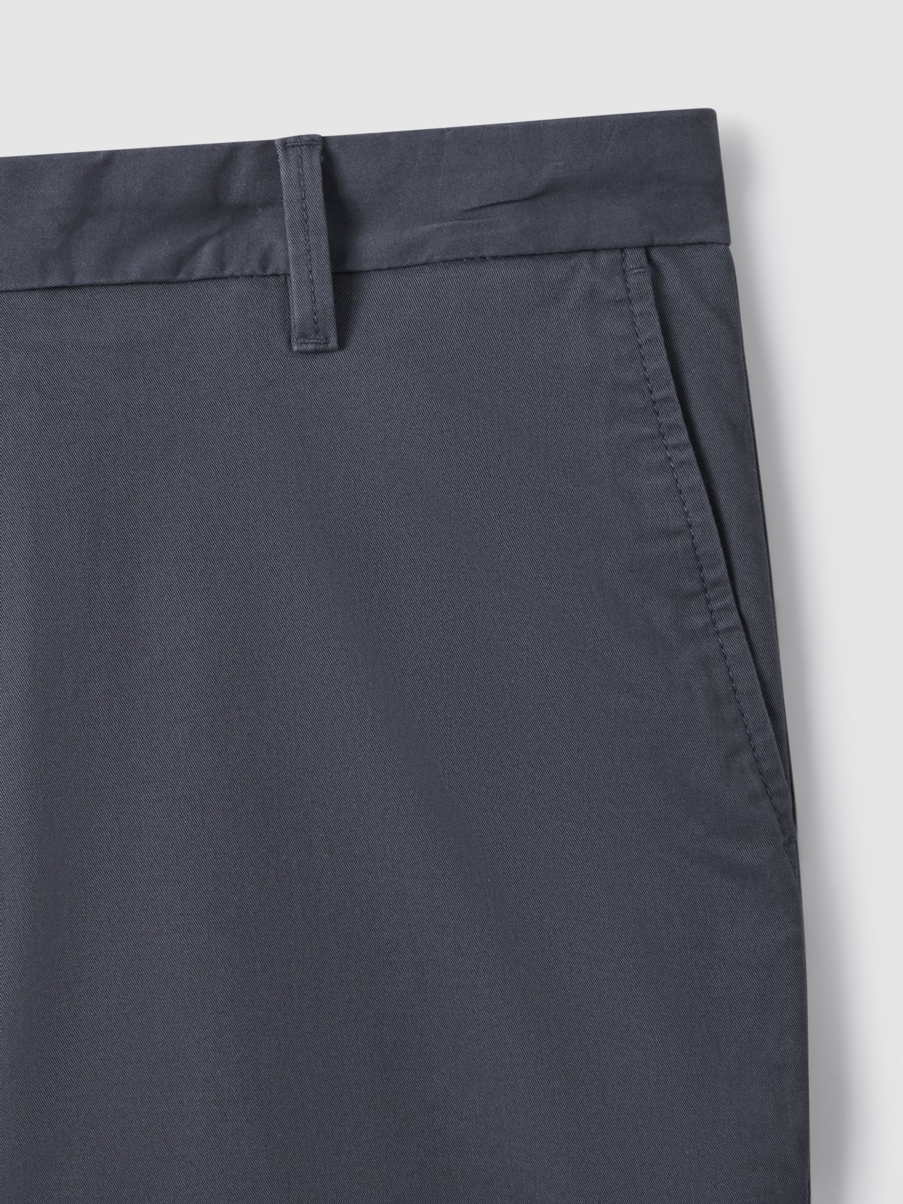 Cotton Chino Shorts with Stretch in Airforce Blue - Image 7 of 7