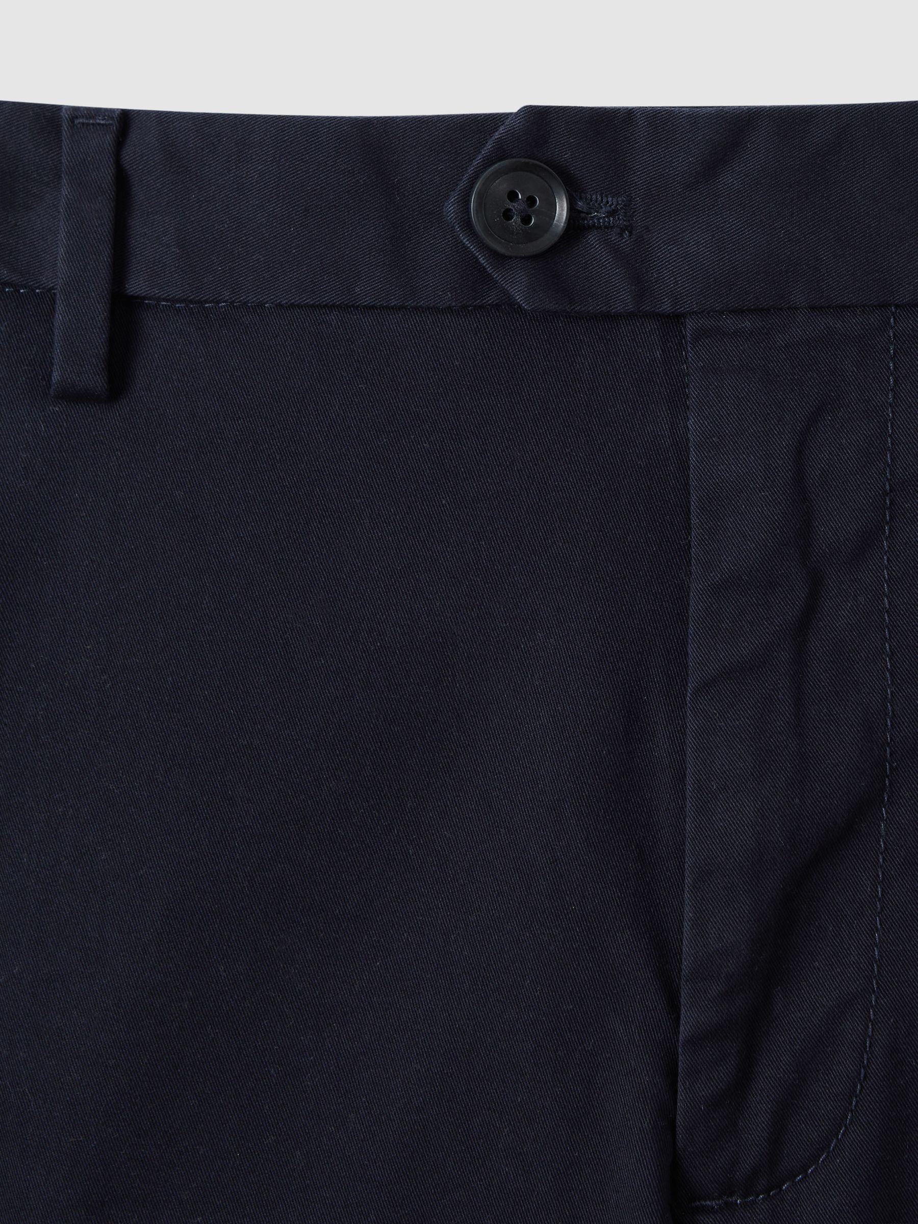 Cotton Chino Shorts with Stretch in Navy - Image 6 of 7