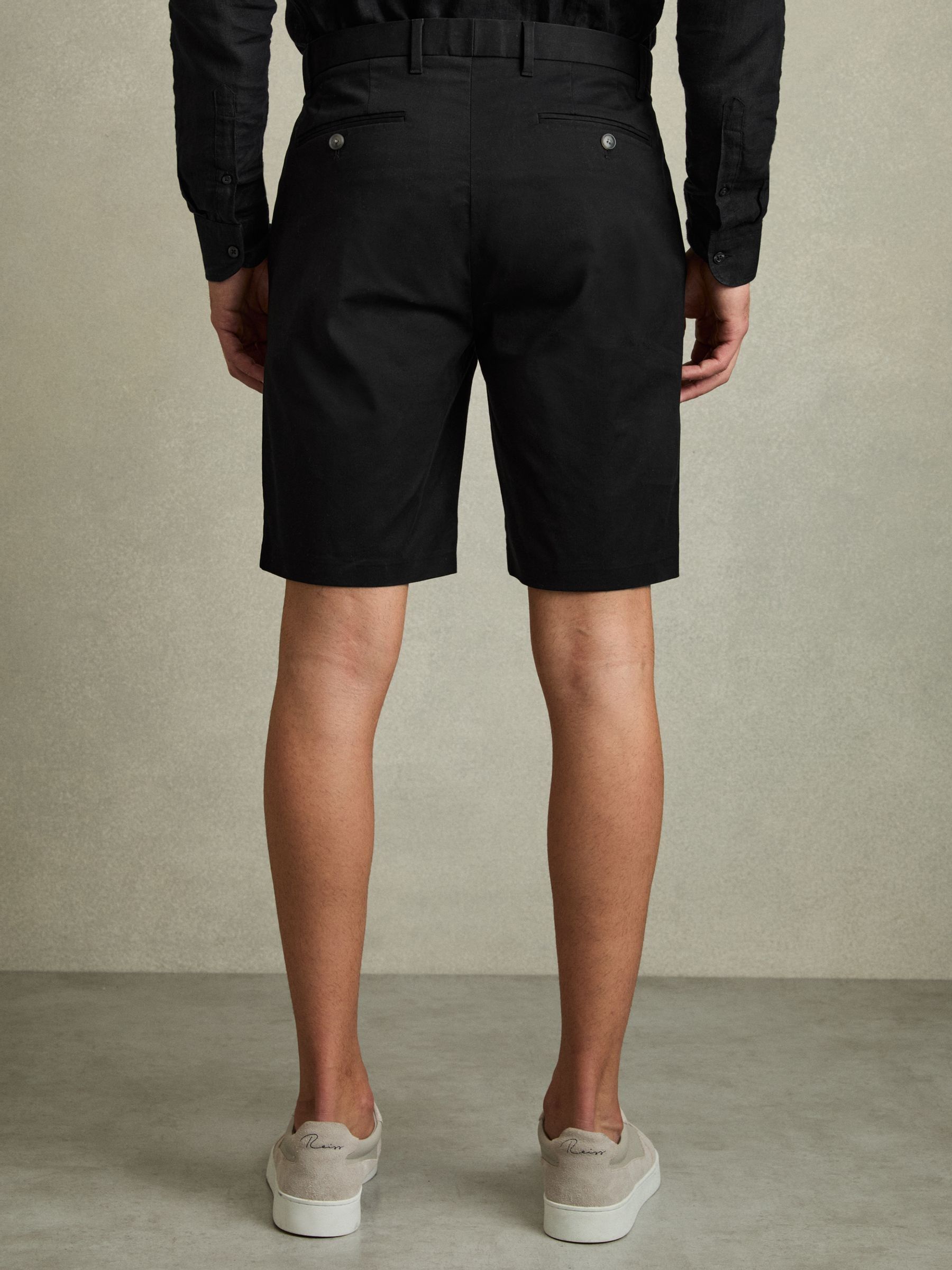 Cotton Chino Shorts with Stretch in Black - Image 5 of 7