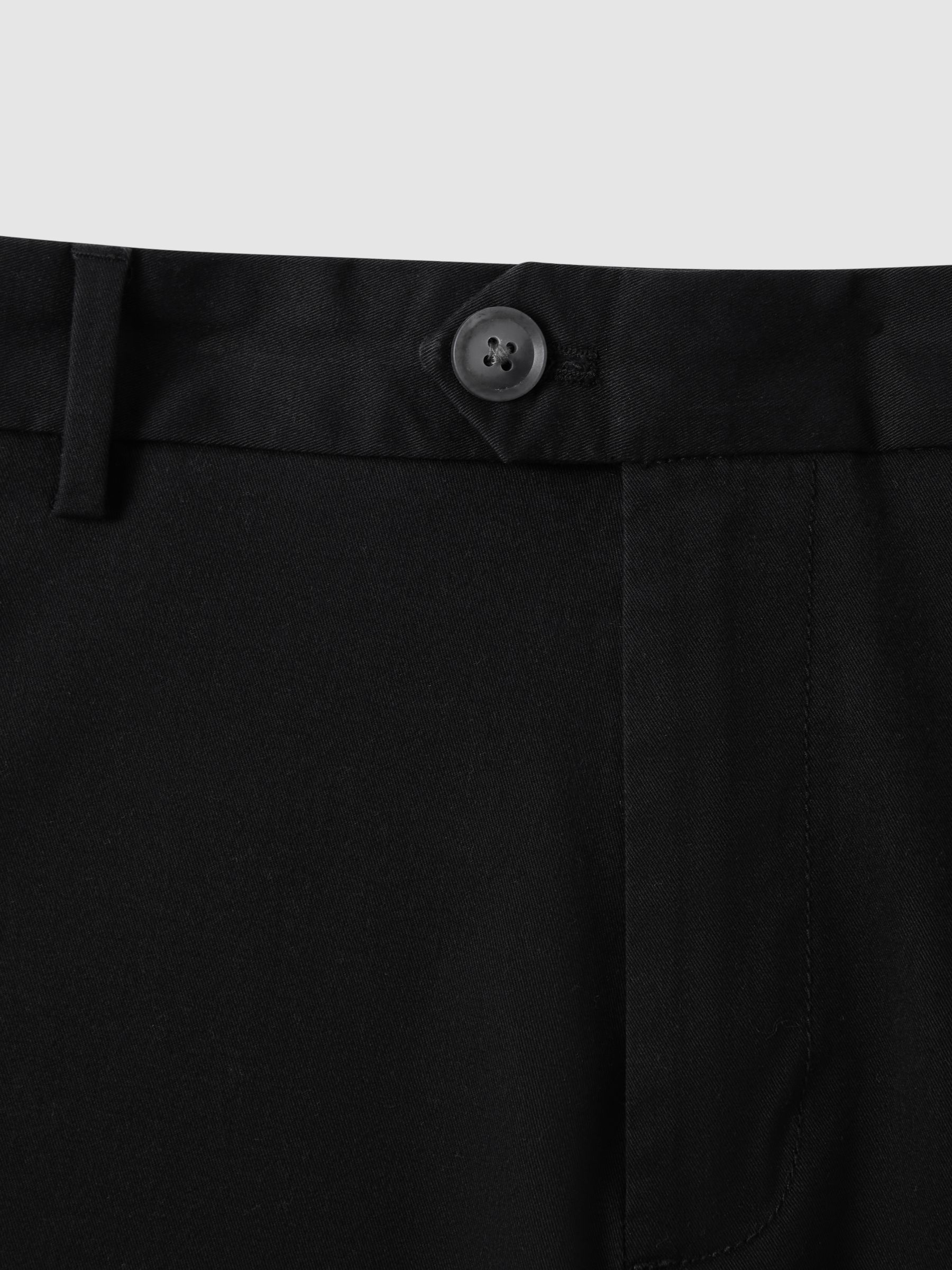 Regular Length Cotton Chino Shorts with Stretch in Black - image 4
