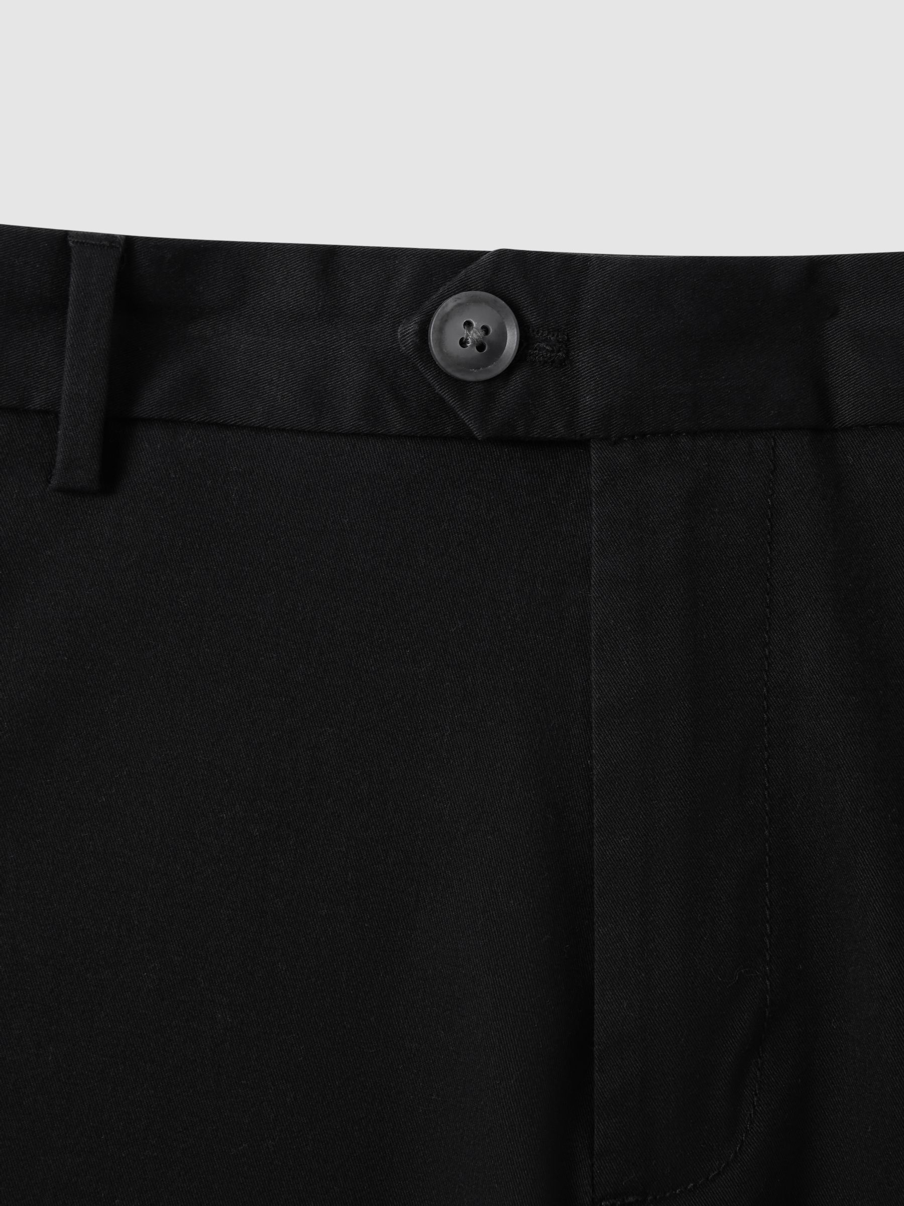 Cotton Chino Shorts with Stretch in Black - Image 6 of 7
