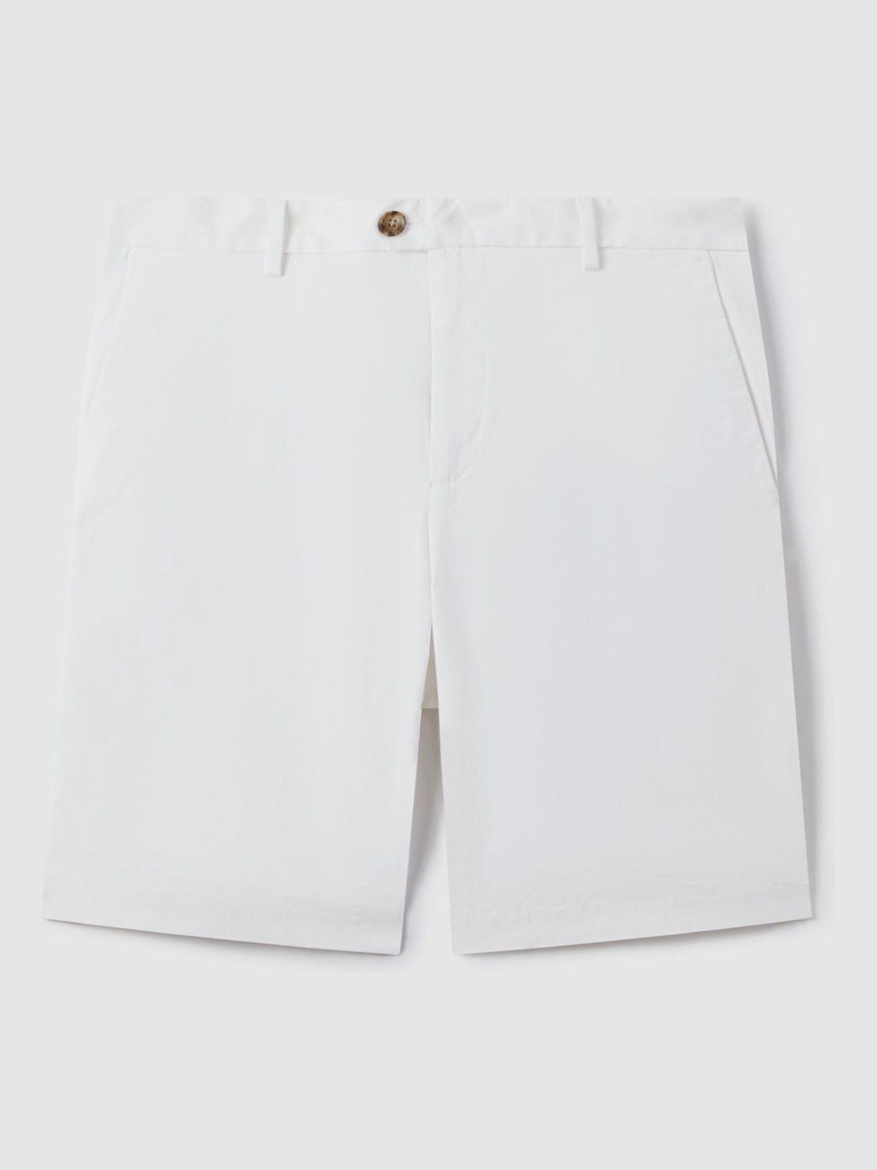Cotton Chino Shorts with Stretch in White - Image 2 of 7