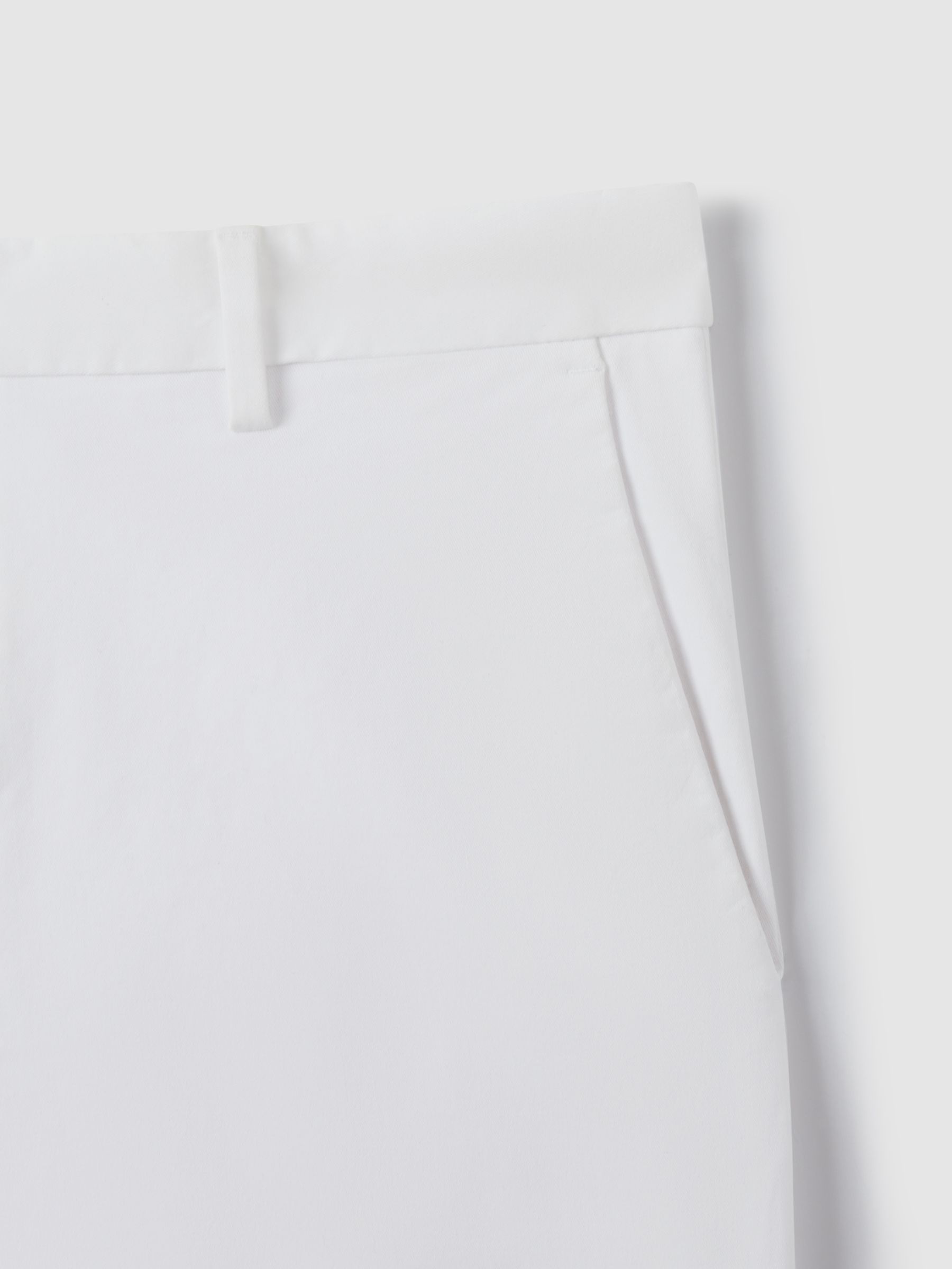 Regular Length Cotton Chino Shorts with Stretch in White - image 1