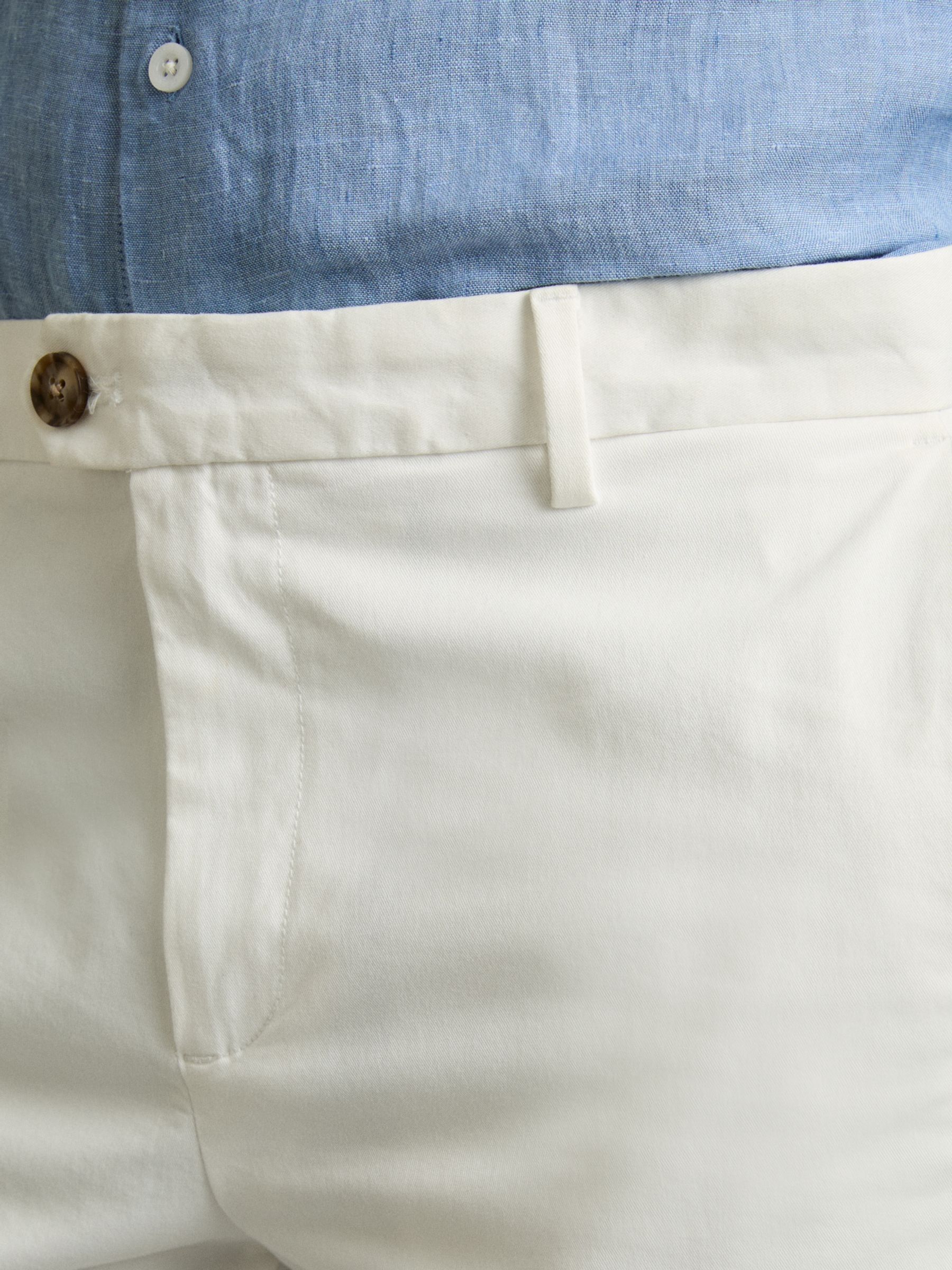 Cotton Chino Shorts with Stretch in White - Image 4 of 7