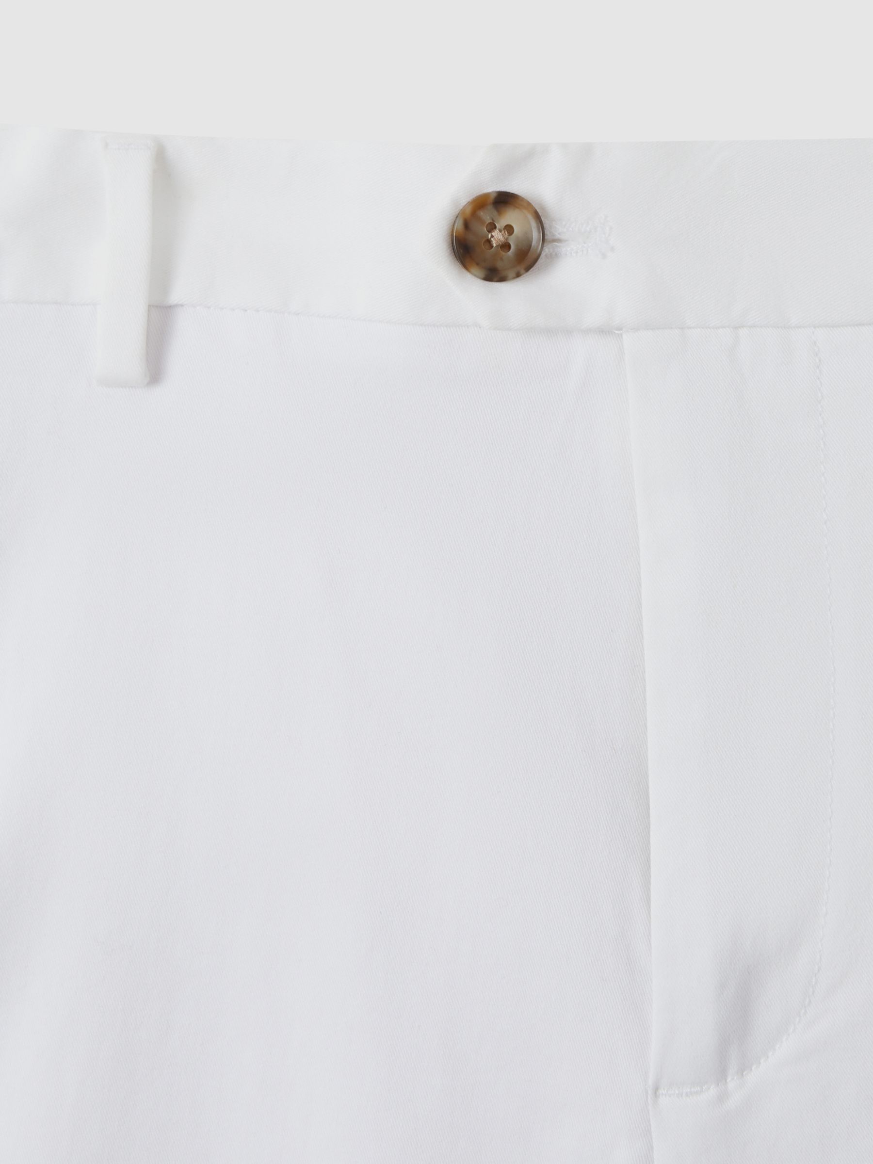 Cotton Chino Shorts with Stretch in White - Image 6 of 7