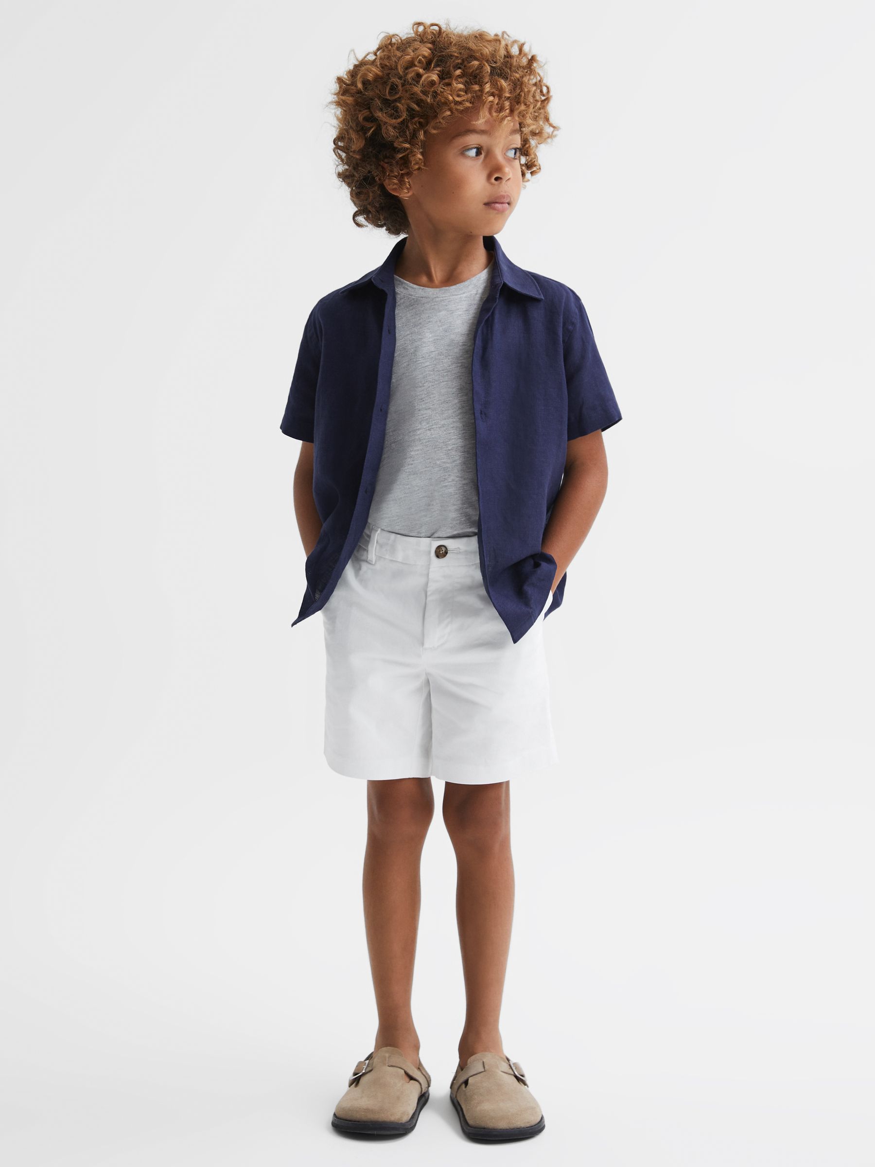 9-13 yrs Casual Chino Shorts in White - Image 4 of 6