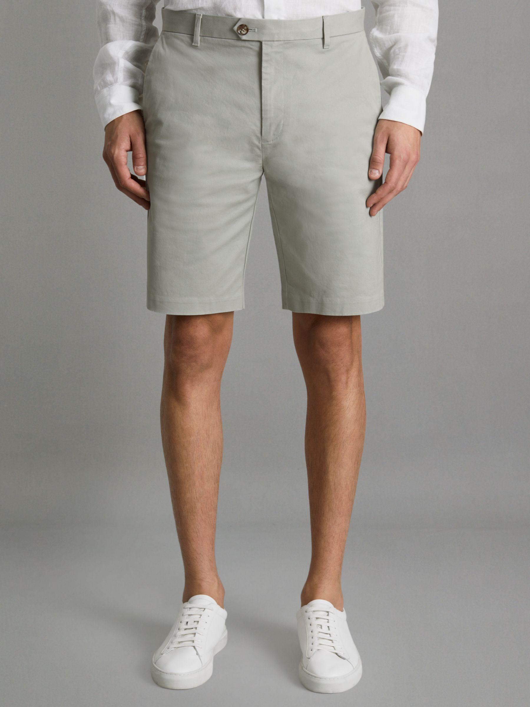 Modern Fit Cotton Blend Chino Shorts in Soft Sage - Image 1 of 6