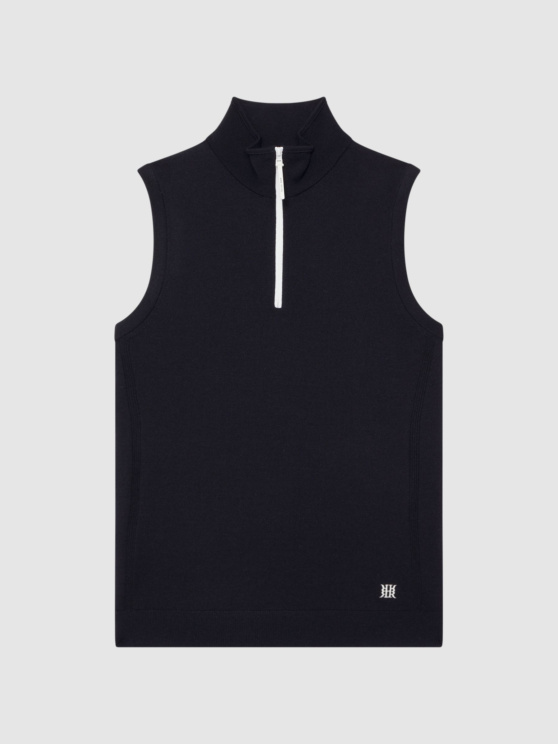 Golf Merino Sleeveless Half-Zip Jumper in Navy - Image 2 of 5
