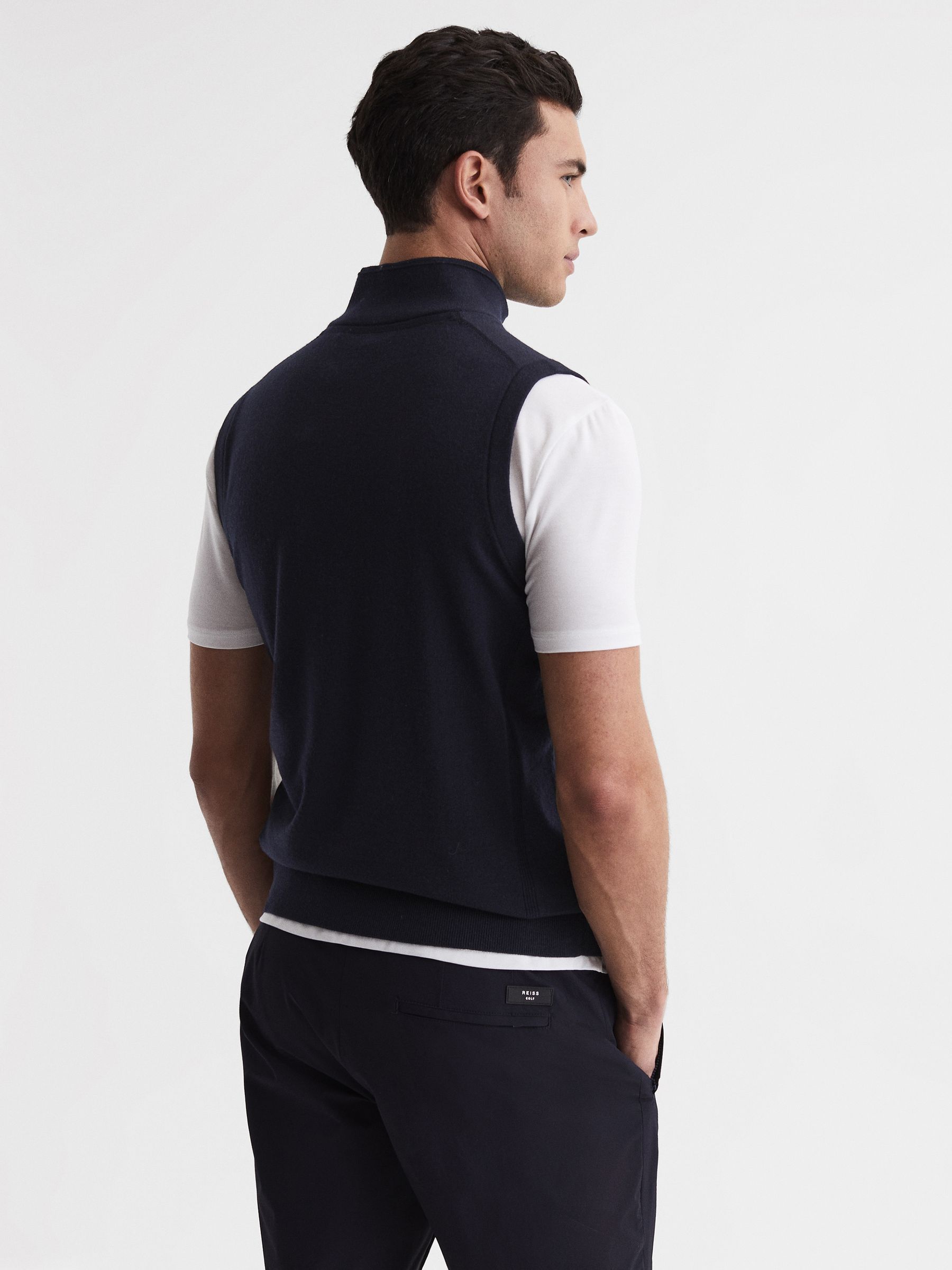 Golf Merino Sleeveless Half-Zip Jumper in Navy - Image 5 of 5