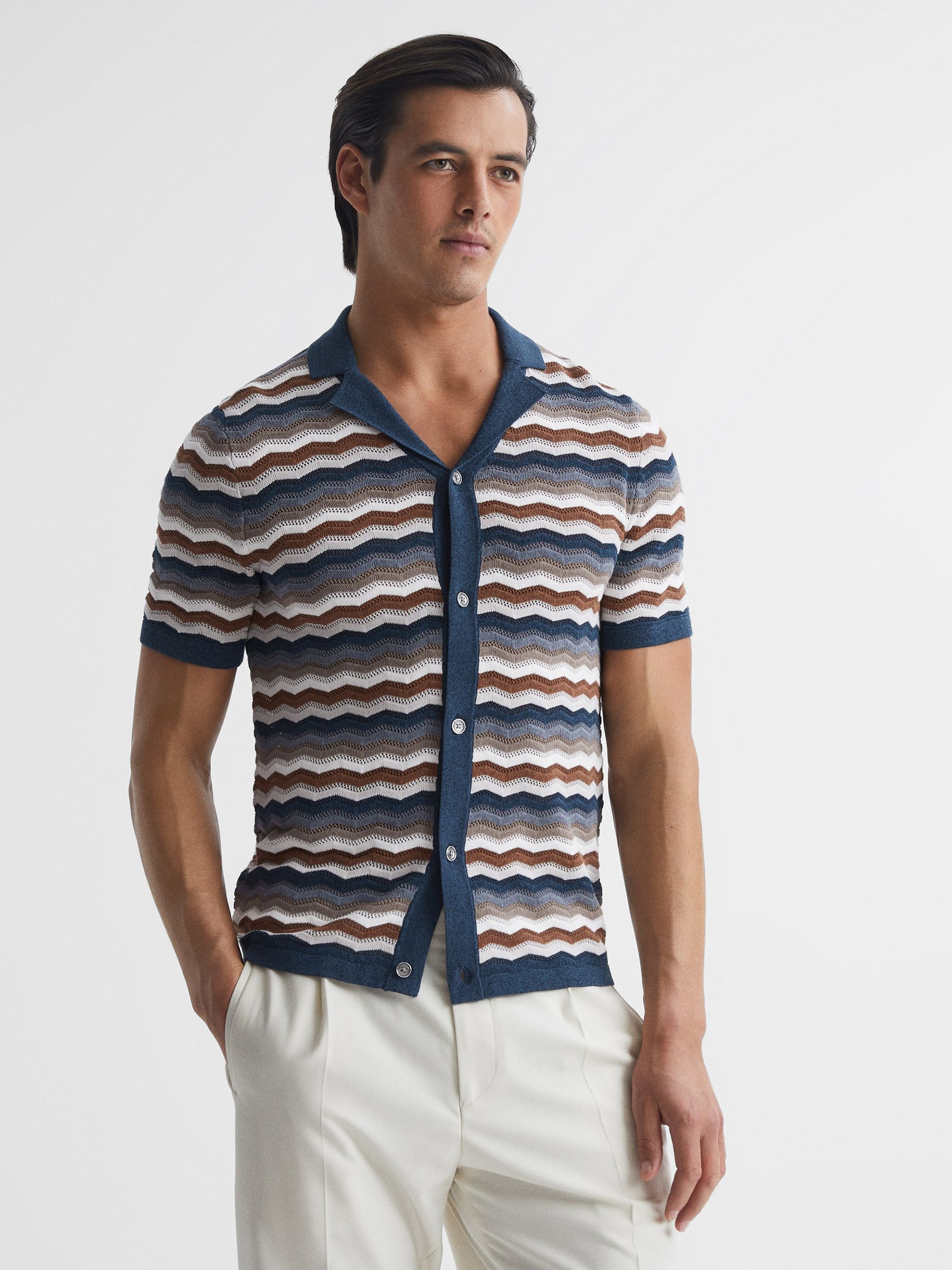 Cuban Collar Printed Shirt in Multi - Image 1 of 7