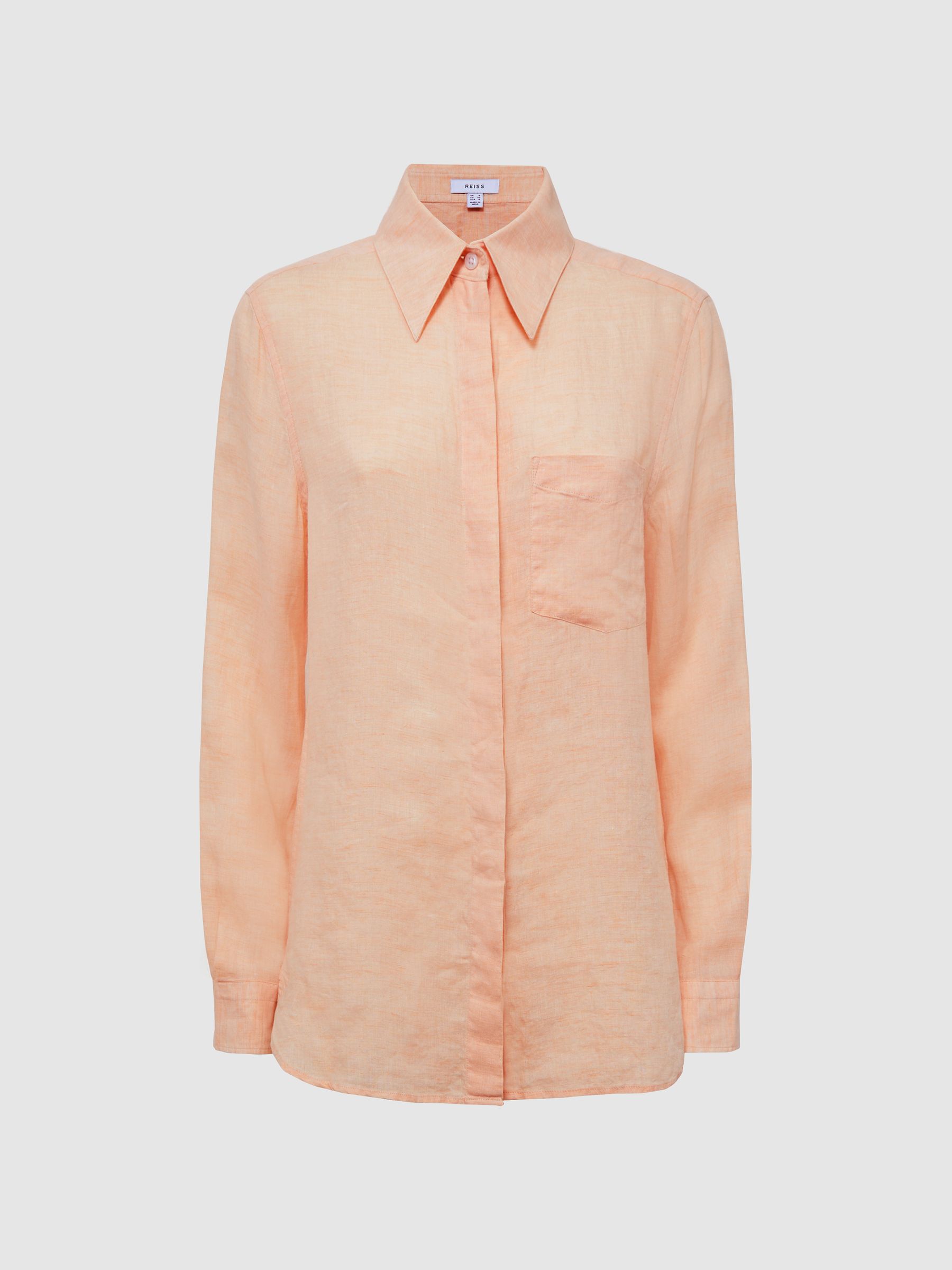 Linen Long Sleeve Shirt in Peach - Image 2 of 7