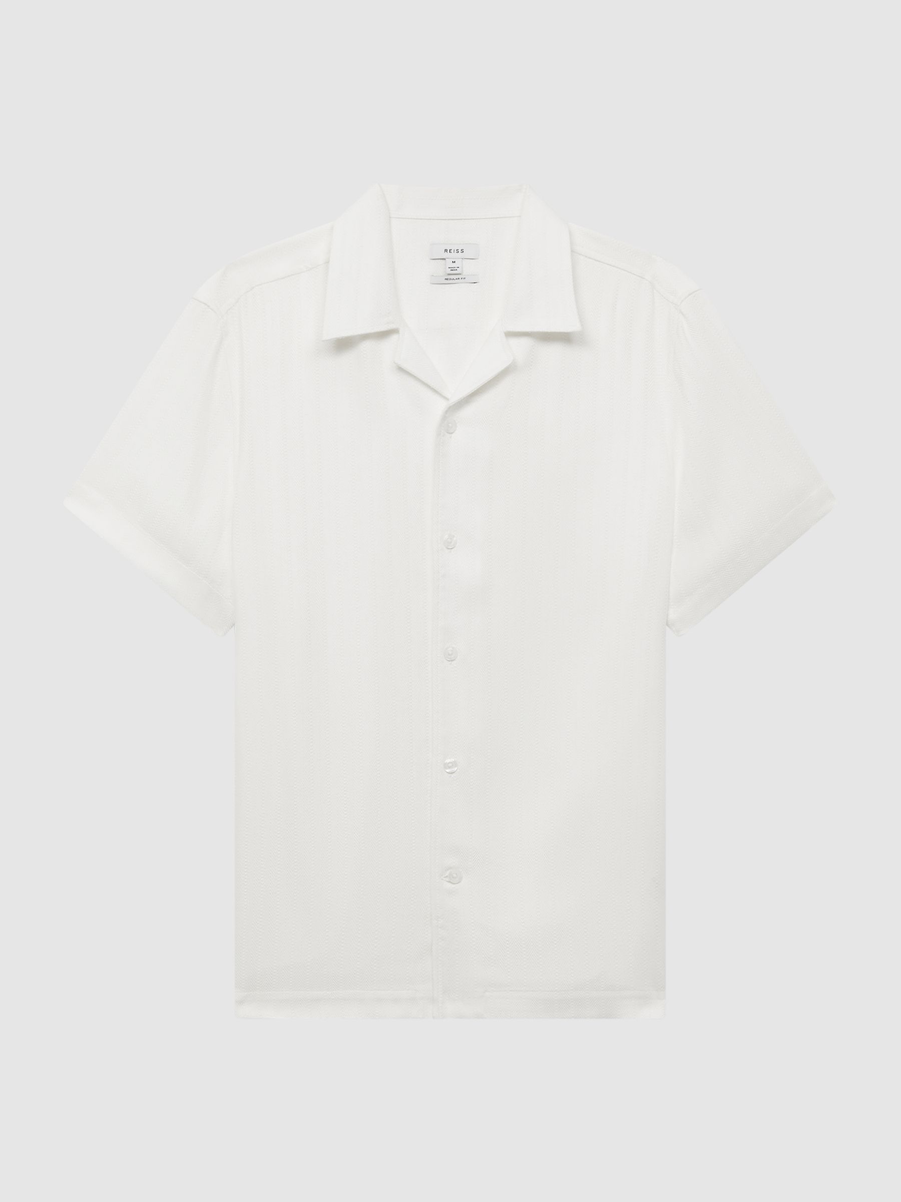 Slim Fit Cuban Collar Ribbed Polo in Ecru - Image 2 of 4 Slim Fit Cuban Collar Ribbed Polo in Ecru - Image 2 of 4