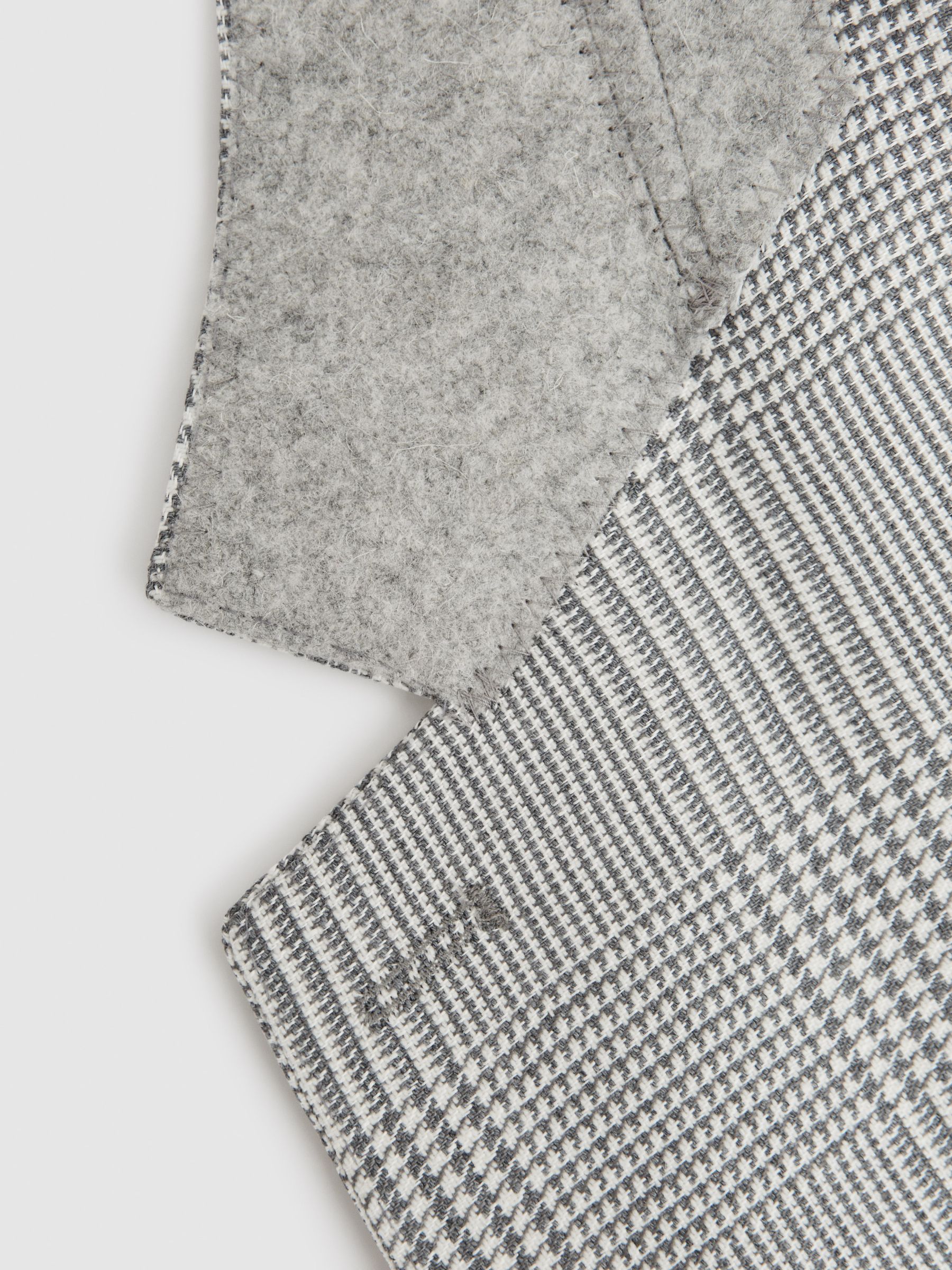 Single Breasted Prince of Wales Check Blazer in Grey - Image 8 of 8