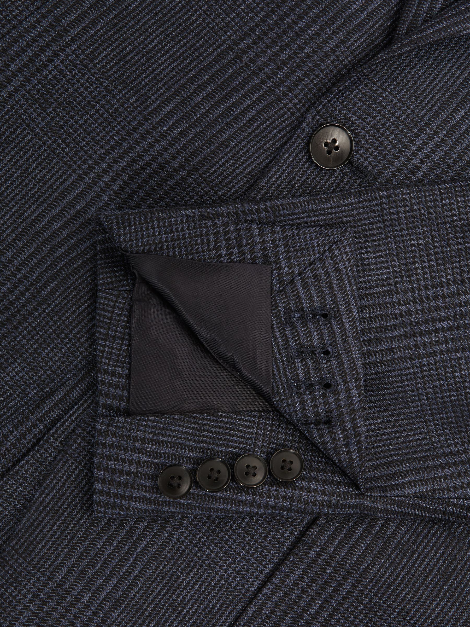 Single Breasted Prince of Wales Check Blazer in Navy - Image 6 of 7
