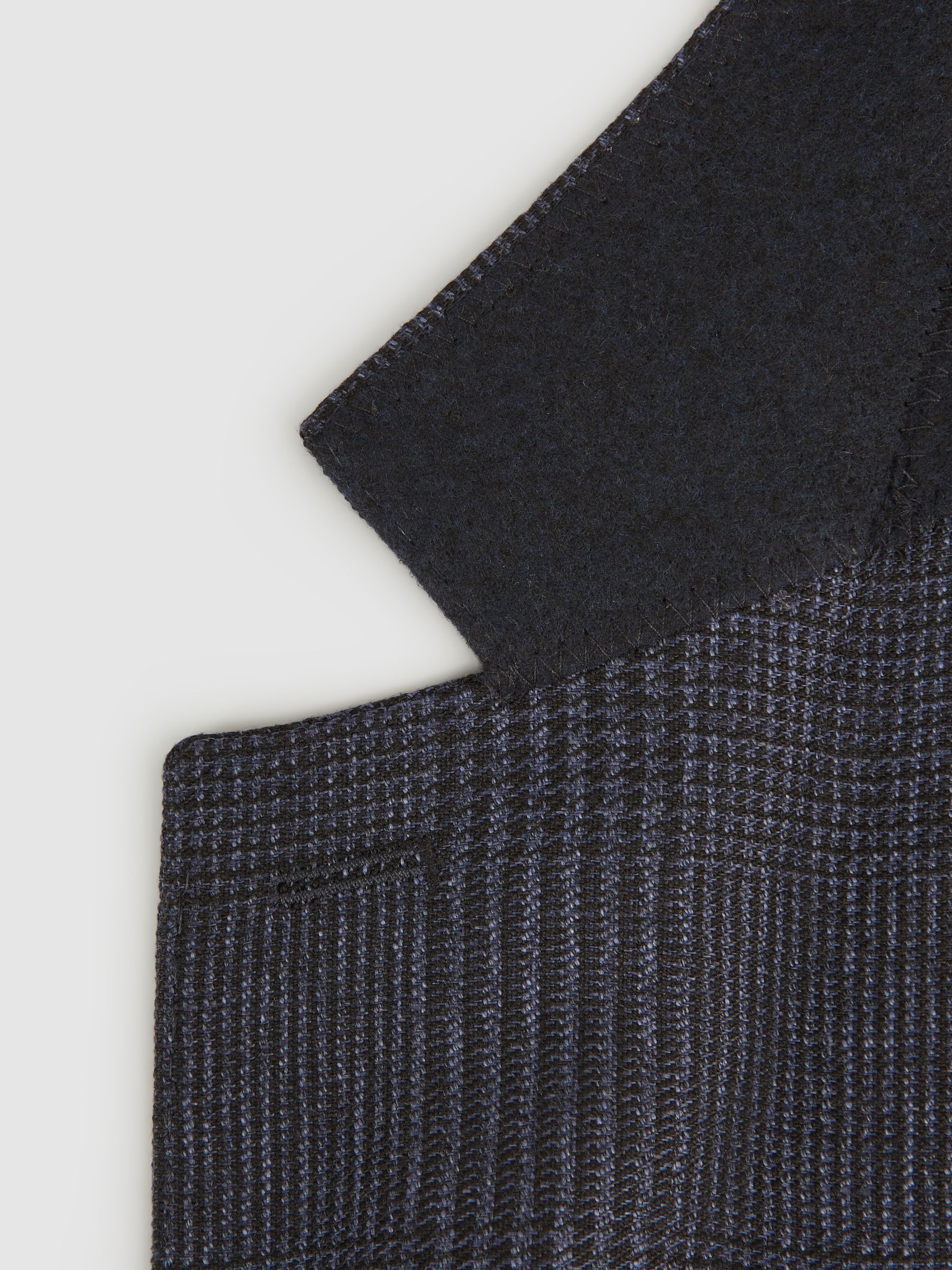 Single Breasted Prince of Wales Check Blazer in Navy - Image 7 of 7