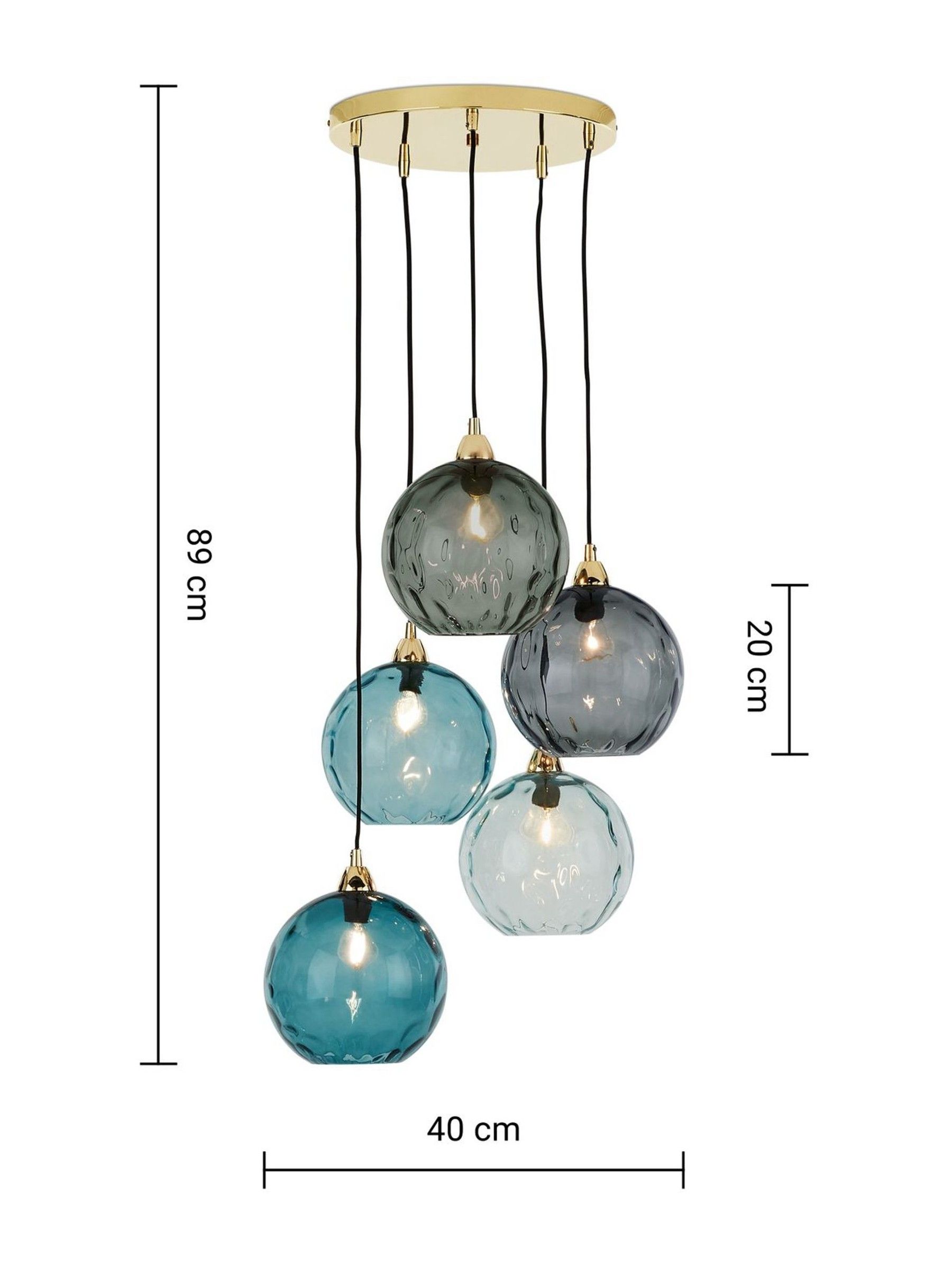 Ilaria 5 Light Cluster Pendant Ceiling Light in Blue - Image 4 of 4