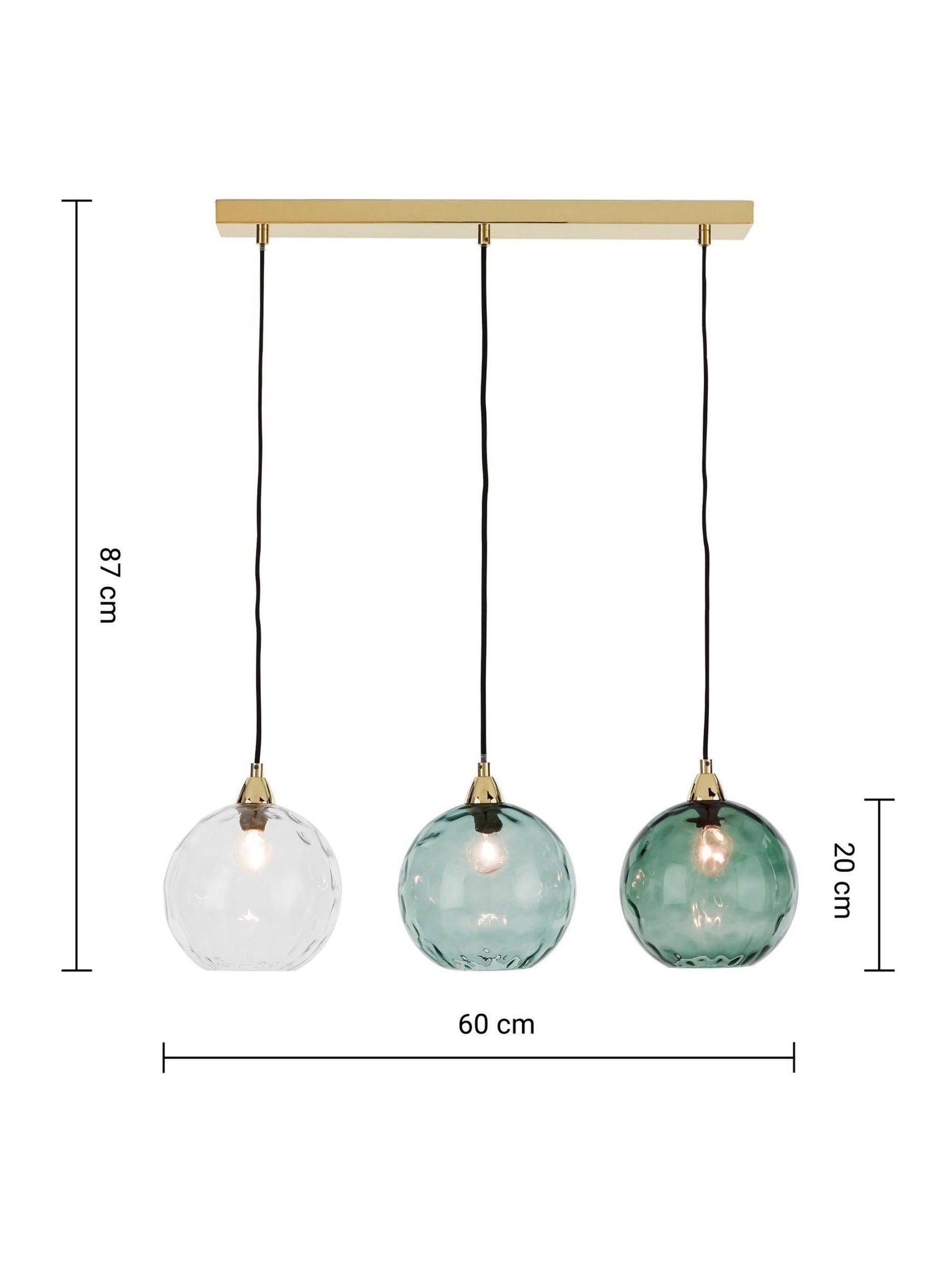 Ilaria 3 Light Linear Pendant Bar Ceiling Light in Blue - Image 3 of 3