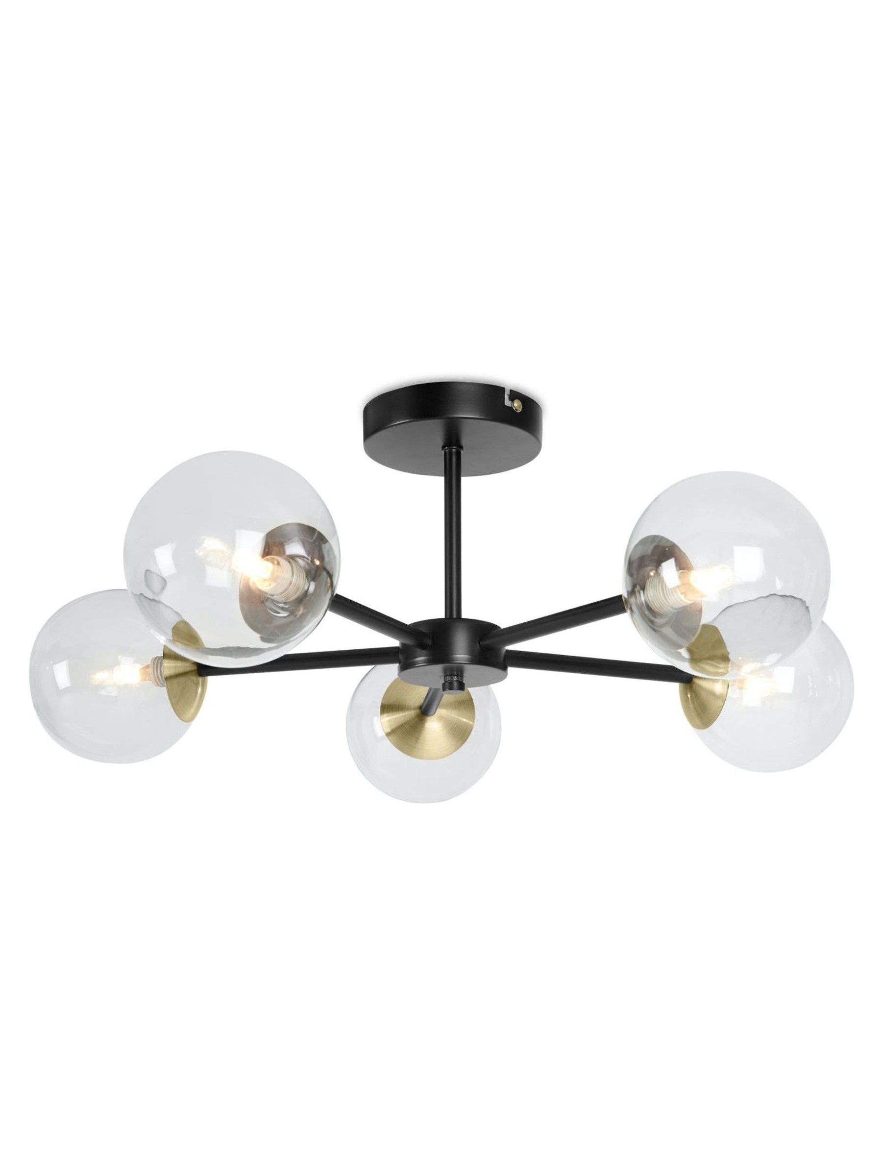 Globe 5 Light Flush Ceiling Light in Black Antique Brass - Image 2 of 3