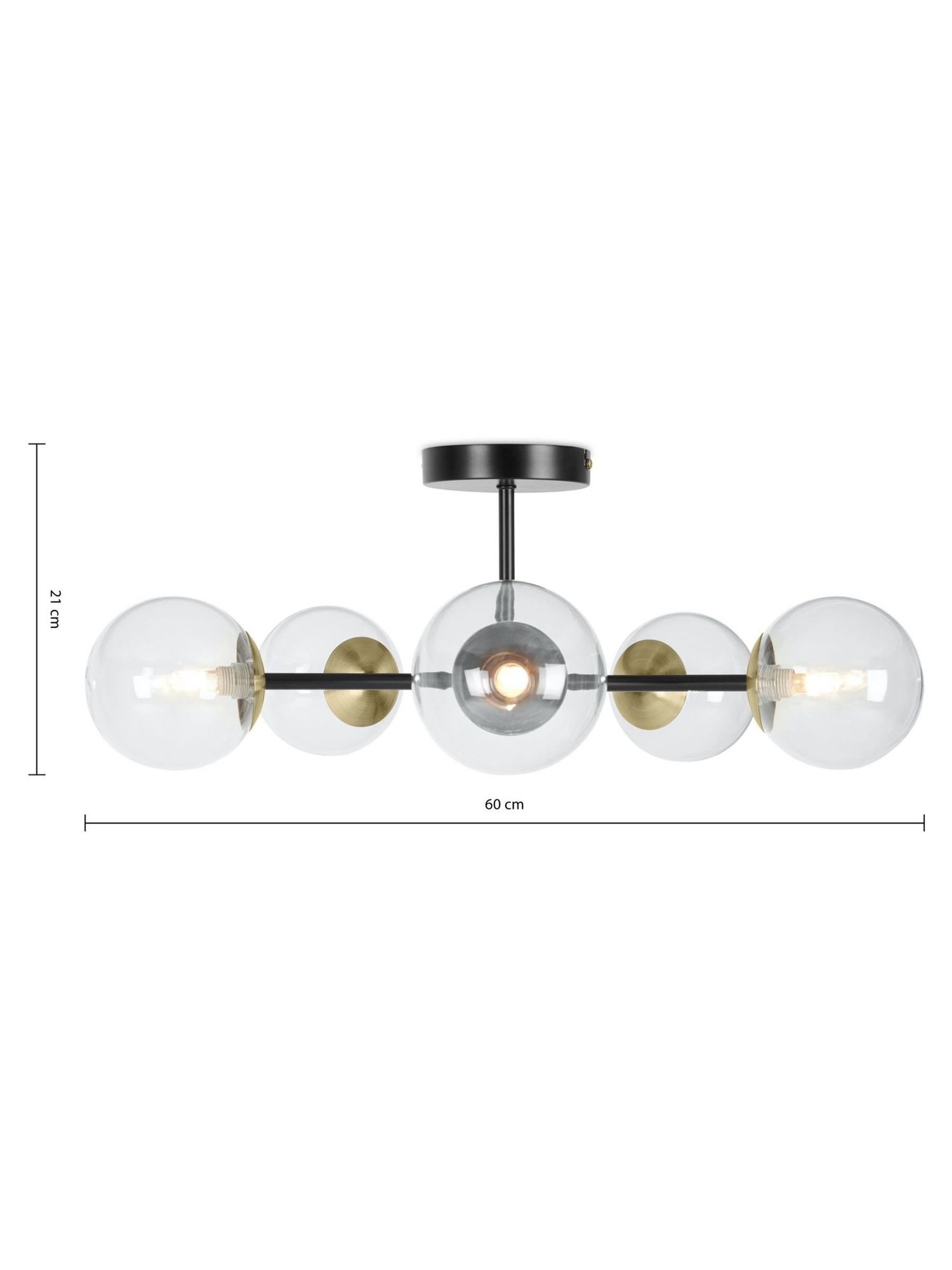 Globe 5 Light Flush Ceiling Light in Black Antique Brass - Image 3 of 3