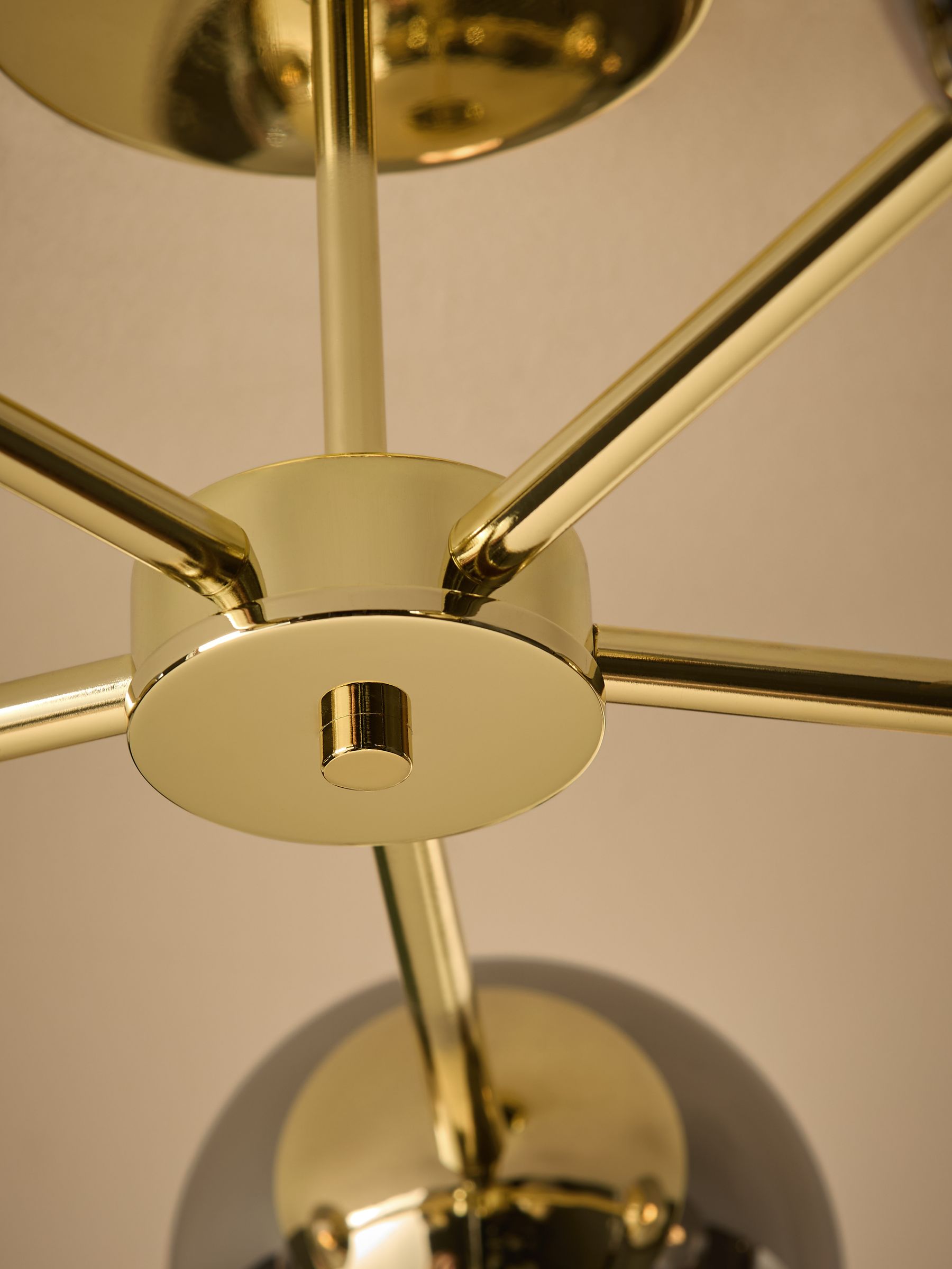Globe 5 Light Flush Ceiling Light in Brass/Smoked Glass - Image 3 of 7