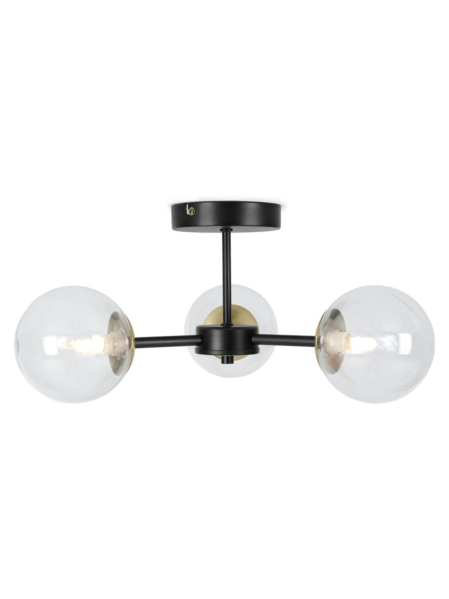 Globe 3 Light Flush Ceiling Light in Black Antique Brass - Image 3 of 4