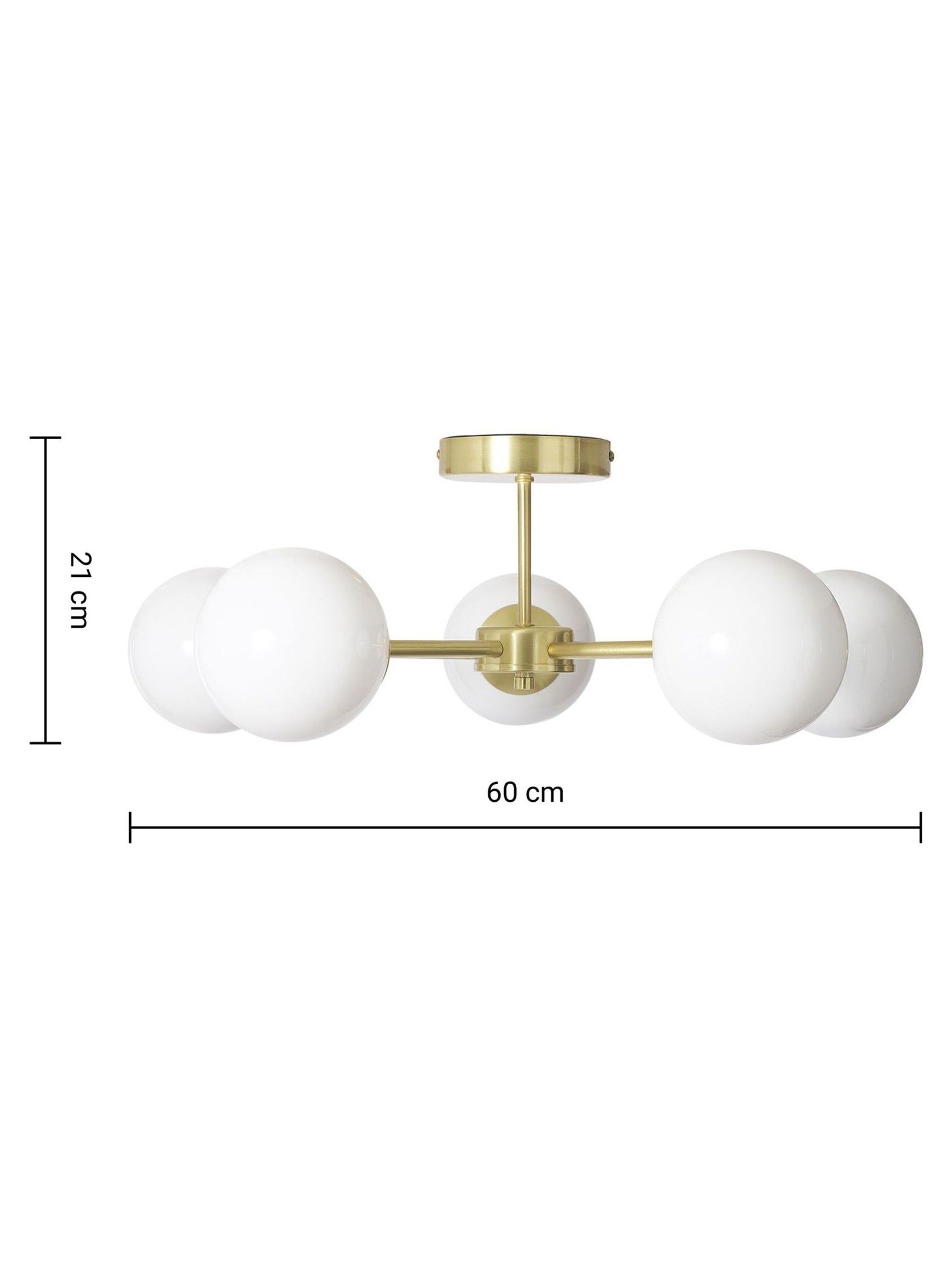 Globe 5 Light Flush Ceiling Light in Brass/Opal - Image 3 of 3