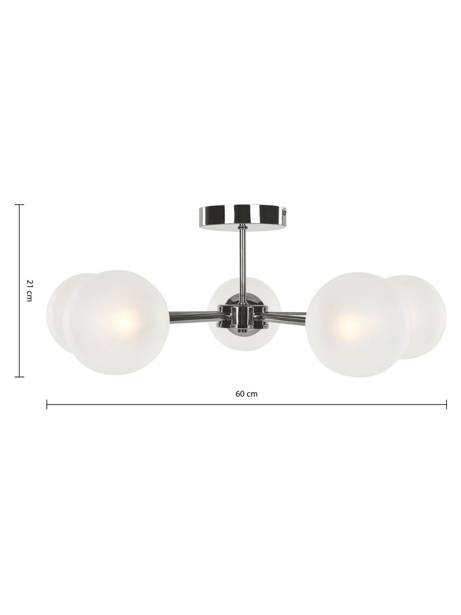 Globe 5 Light Flush Ceiling Light in Chrome - Image 3 of 3