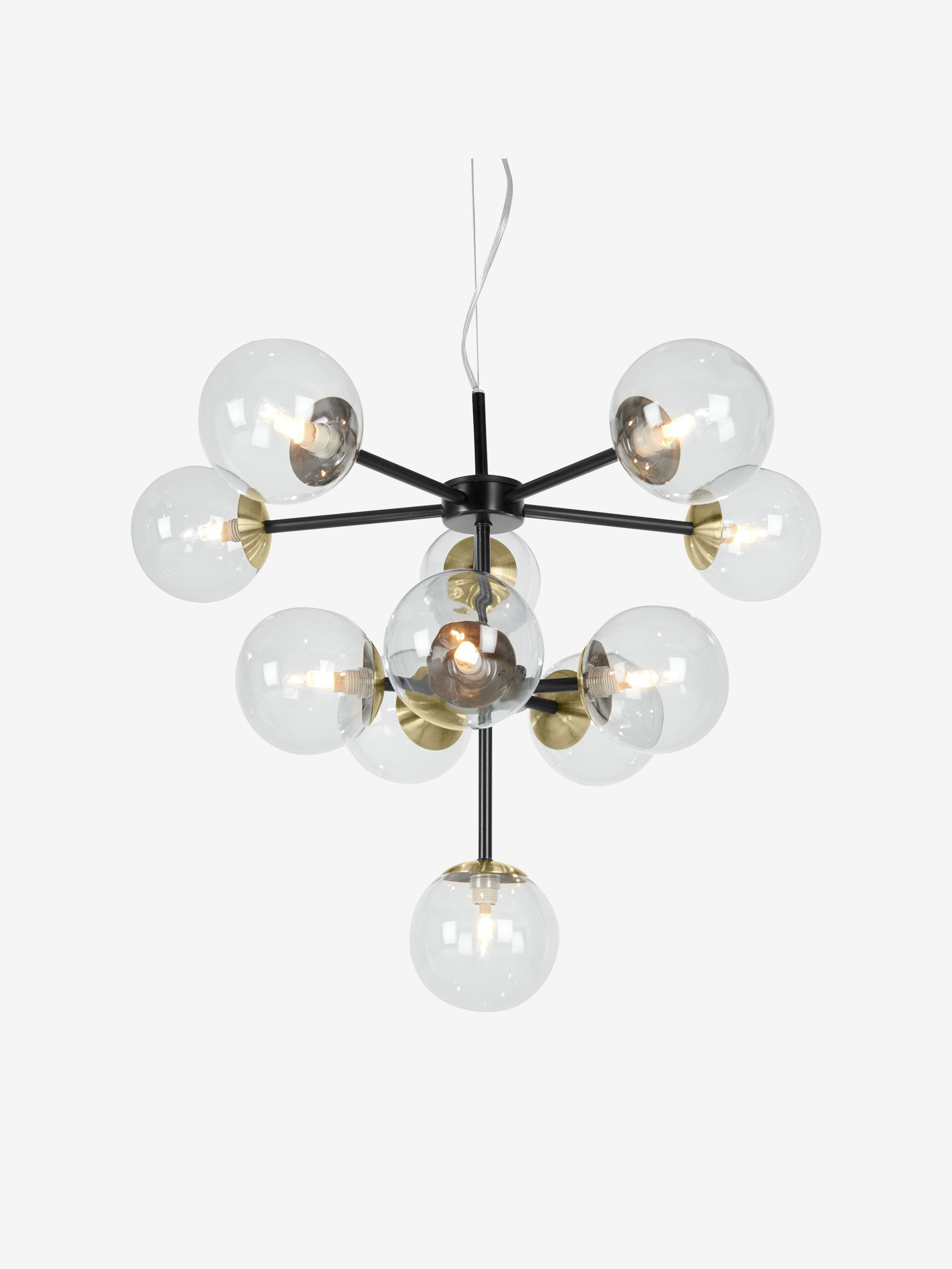 Globe Chandelier Ceiling Light in Black Antique Brass - Image 2 of 3