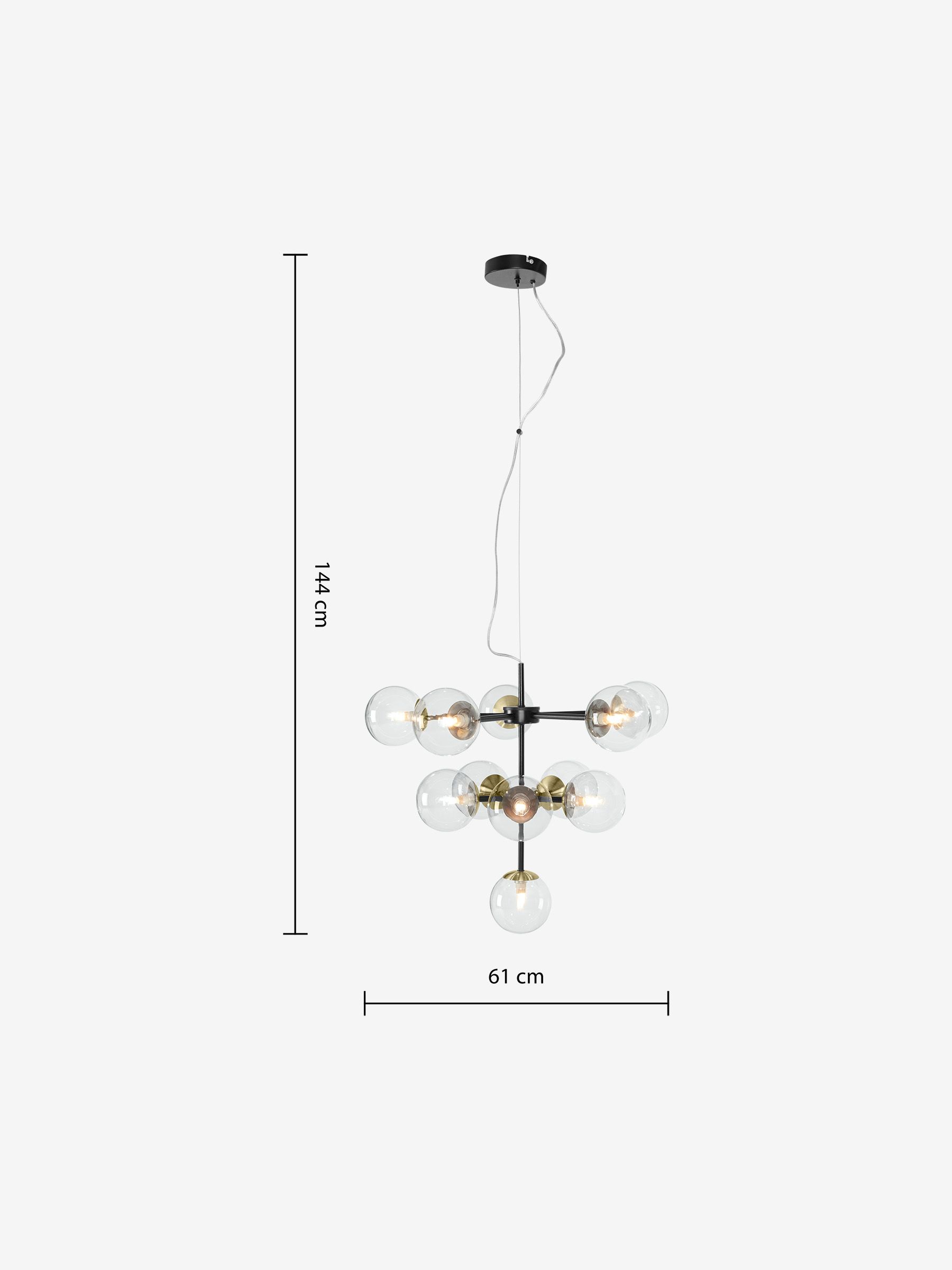 Globe Chandelier Ceiling Light in Black Antique Brass - Image 3 of 3