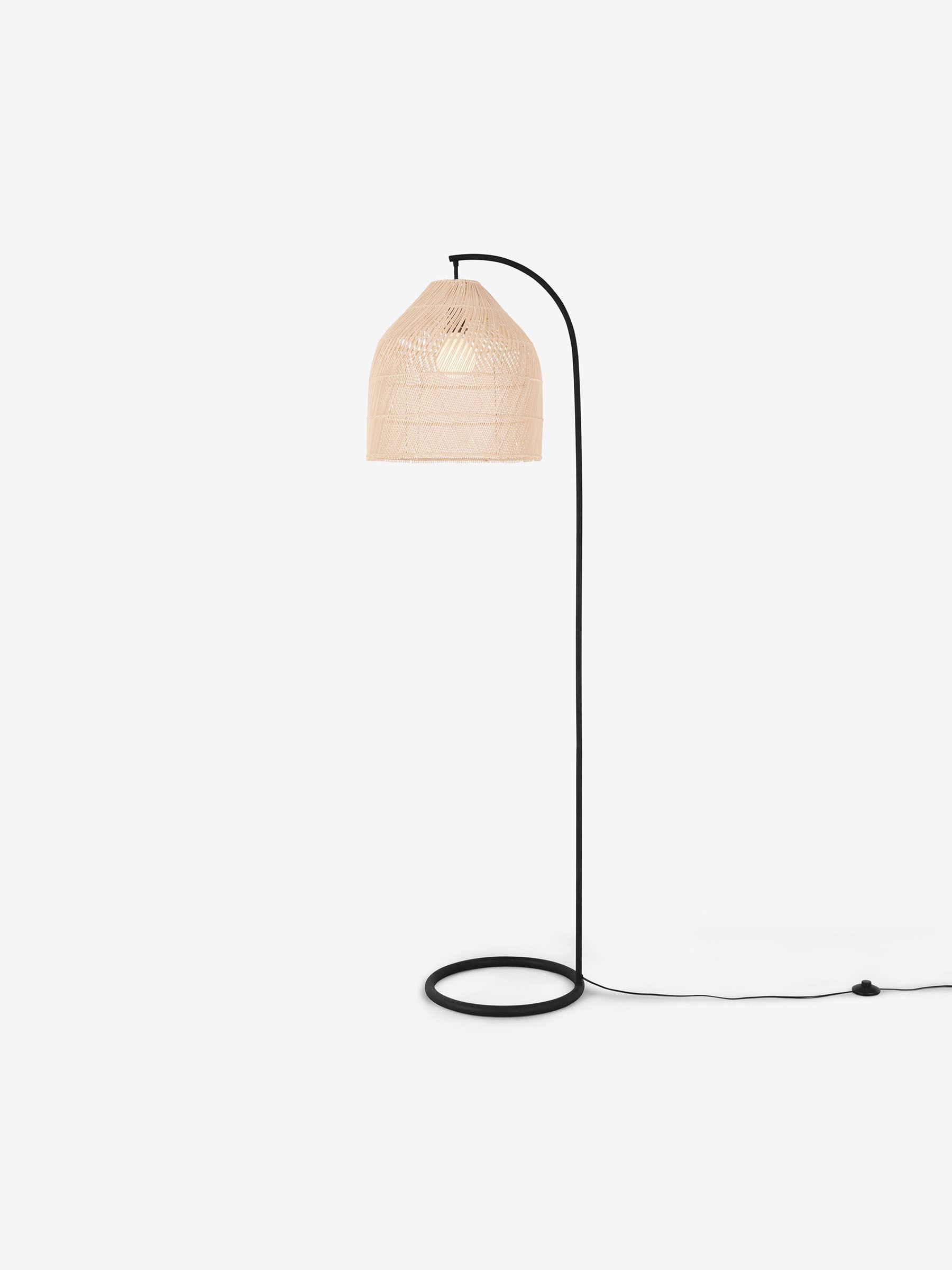 Java Arc Overreach Floor Lamp in Natural Rattan Made