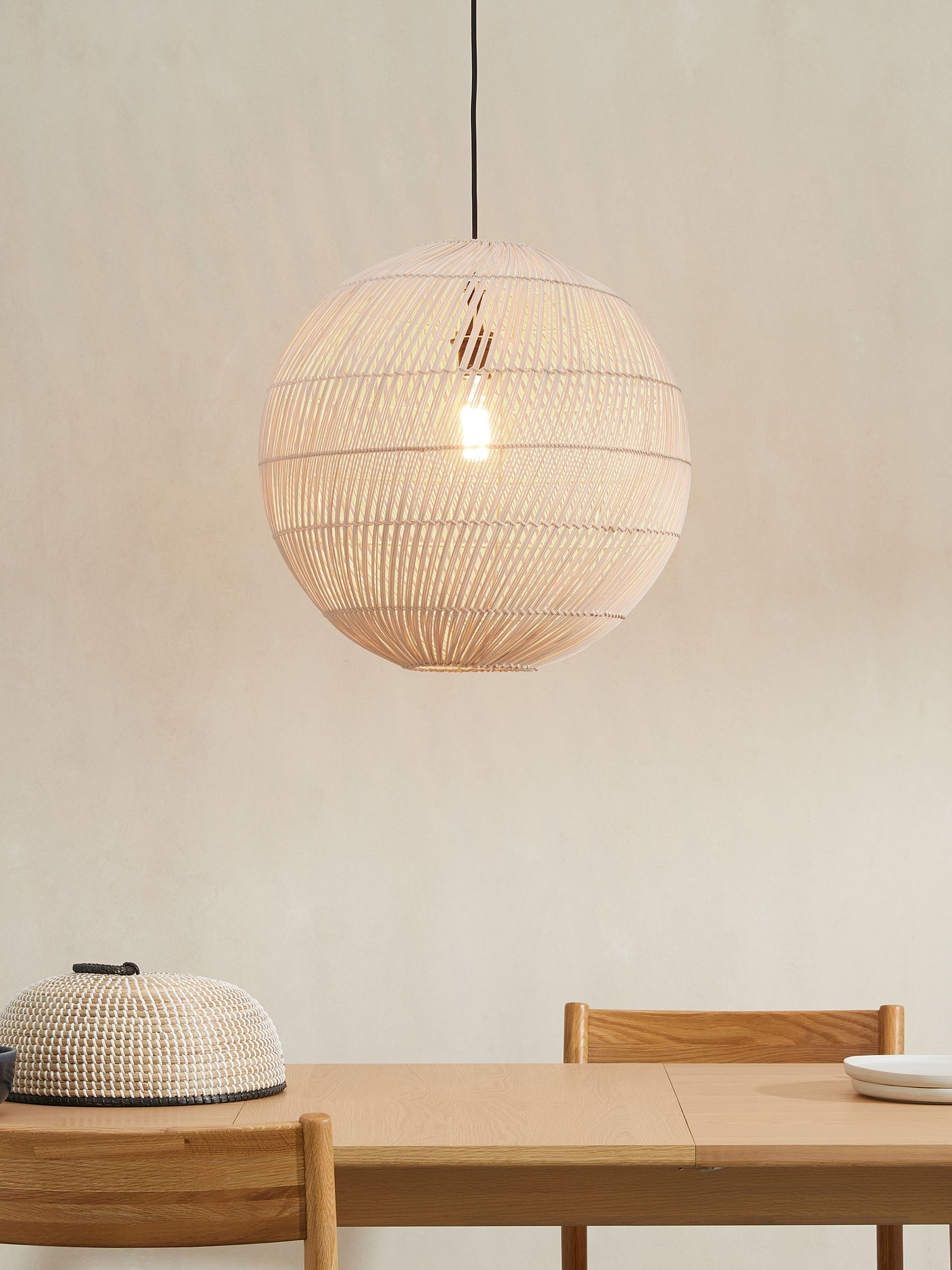 Java Round Lamp Shade in Natural Rattan - Image 1 of 3