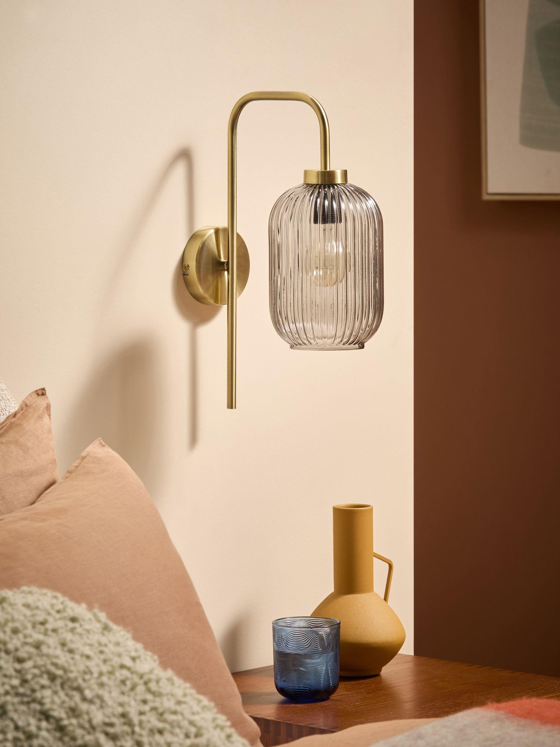 Briz Antique Brass Wall Lamp in Grey - Image 2 of 7