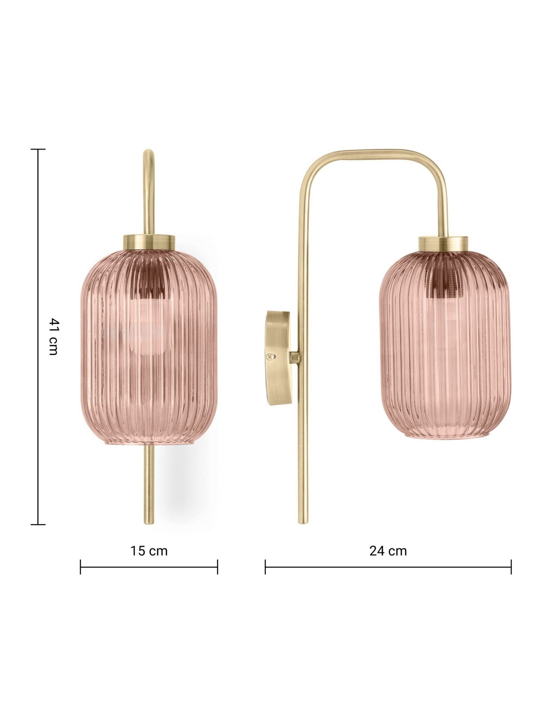 Briz Antique Brass Wall Lamp in Pink - Image 7 of 7