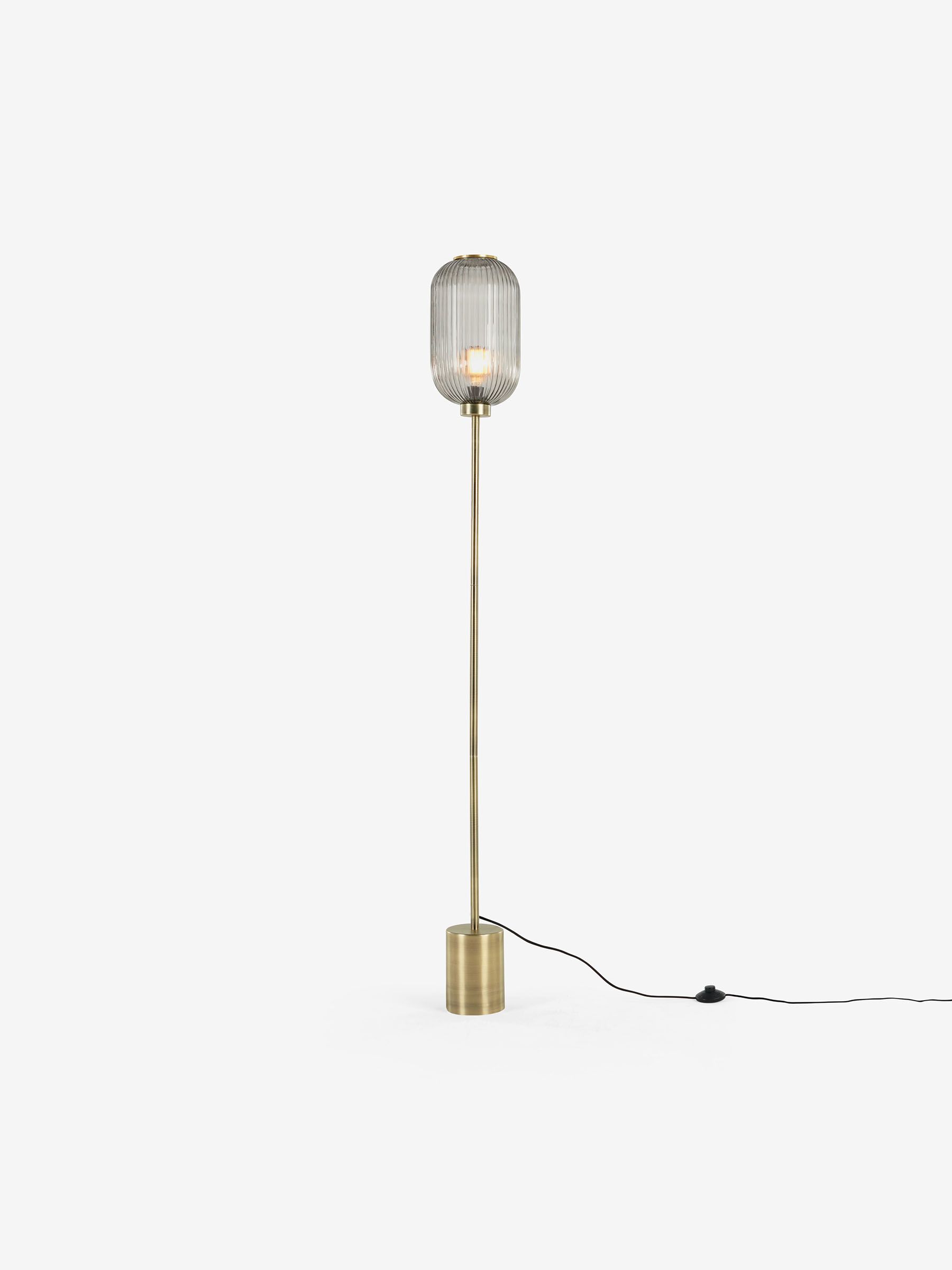 Briz Textured Glass Floor Lamp in Smoke Grey - Image 1 of 3