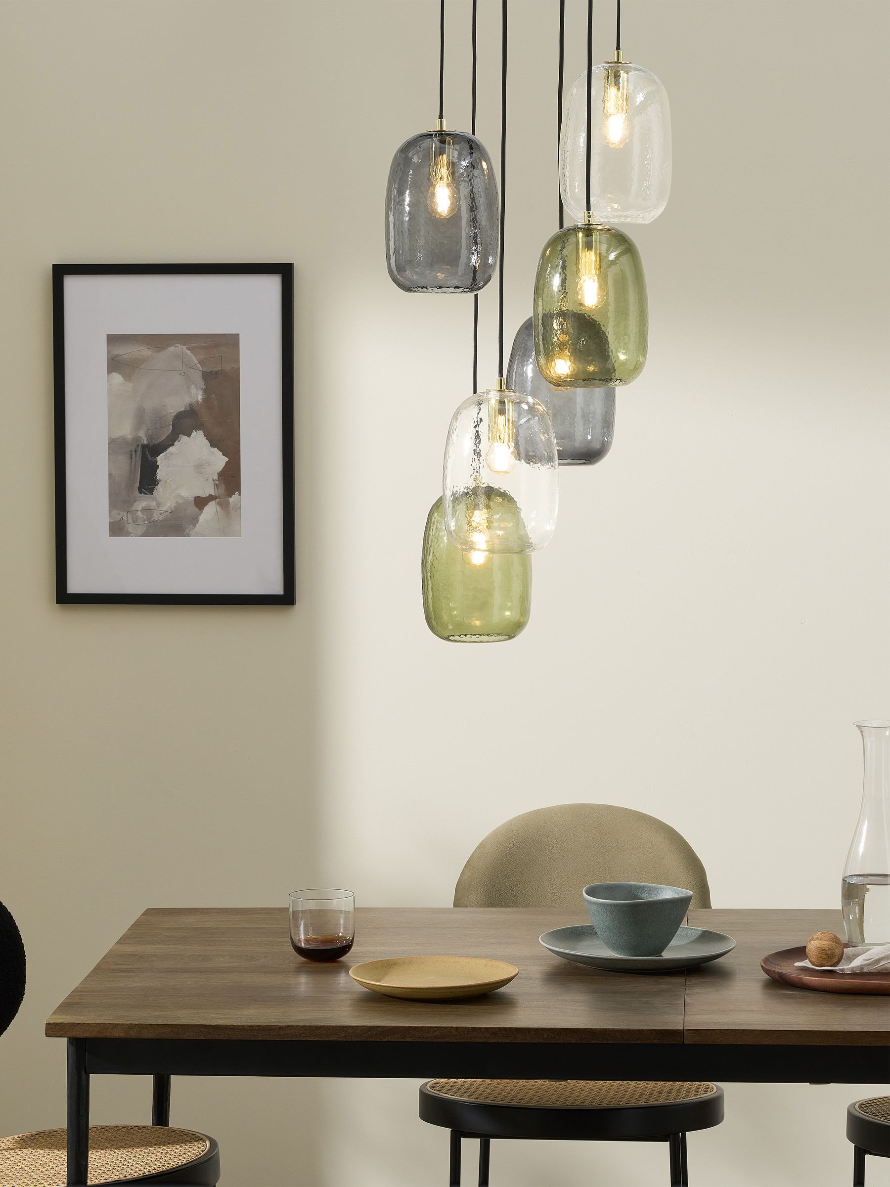 Lykke 6 Light Cluster Chandelier Ceiling Light in Multi Green - Image 1 of 3