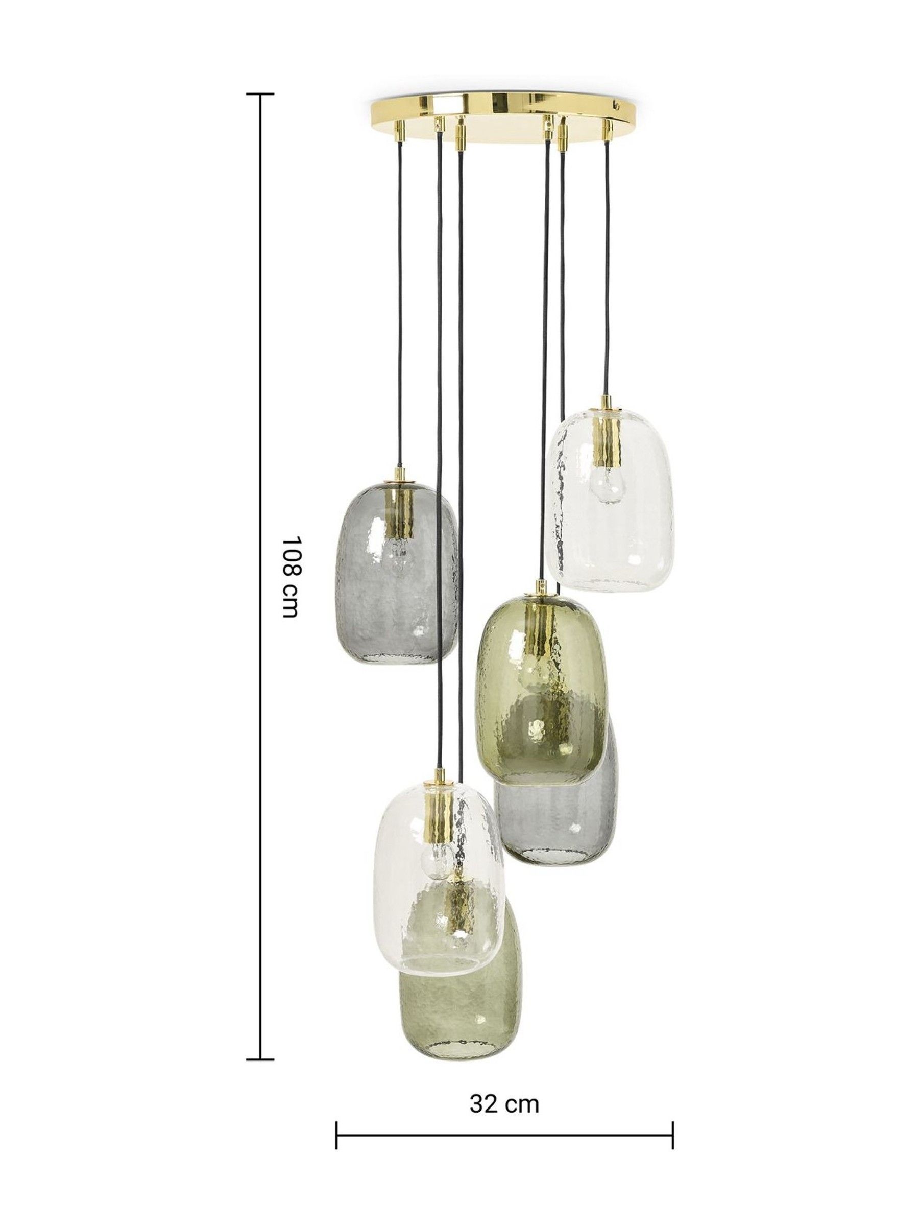 Lykke 6 Light Cluster Chandelier Ceiling Light in Multi Green - Image 3 of 3