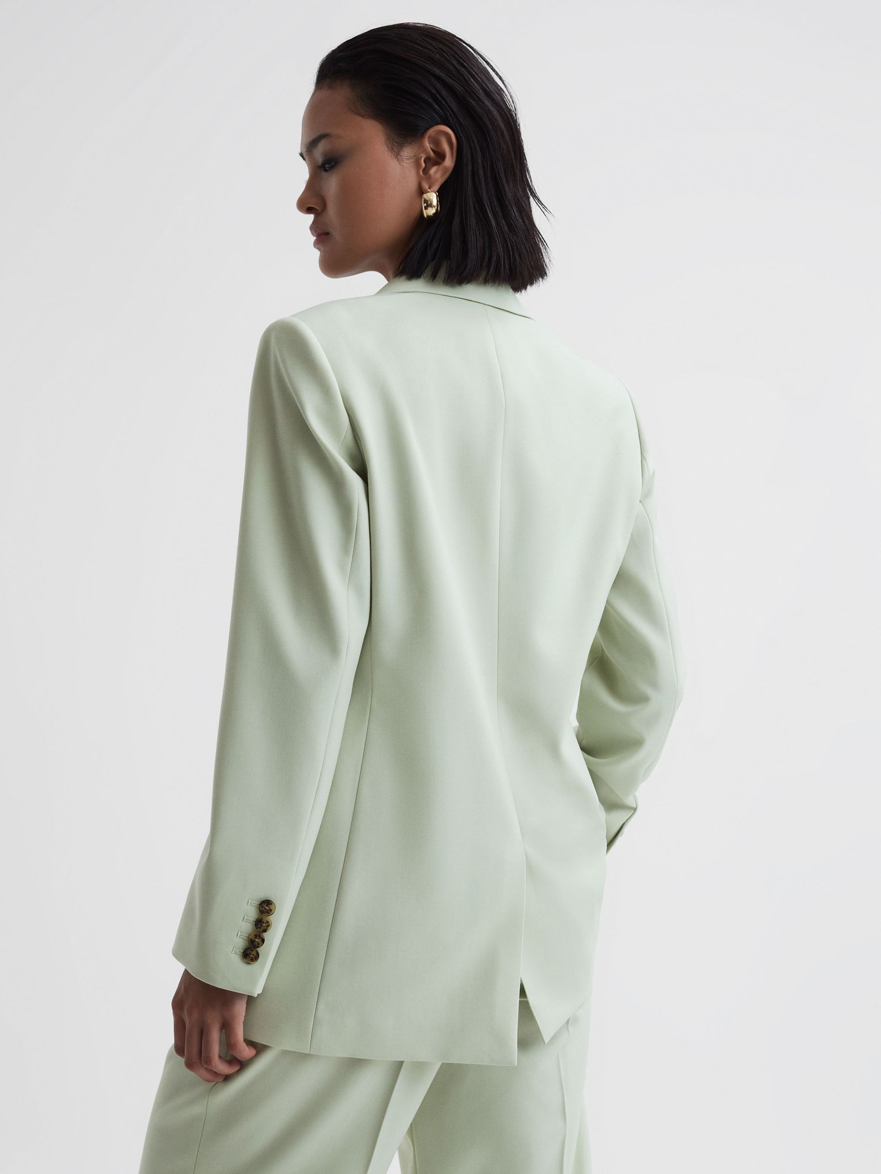 Single Breasted Wool Blend Blazer in Green - Image 5 of 5