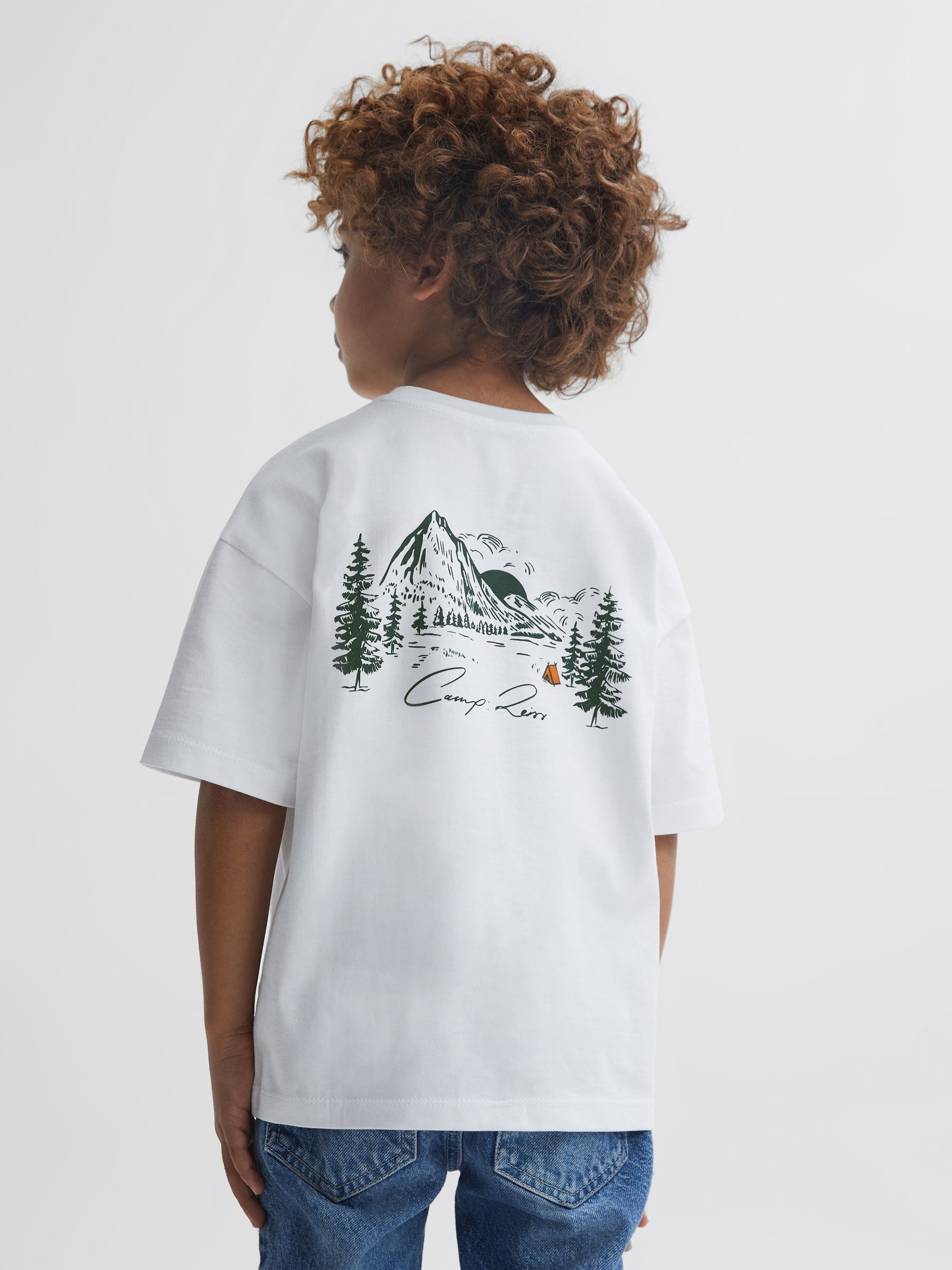 Senior Cotton Crew Neck Motif T-Shirt in Ecru - Image 5 of 6