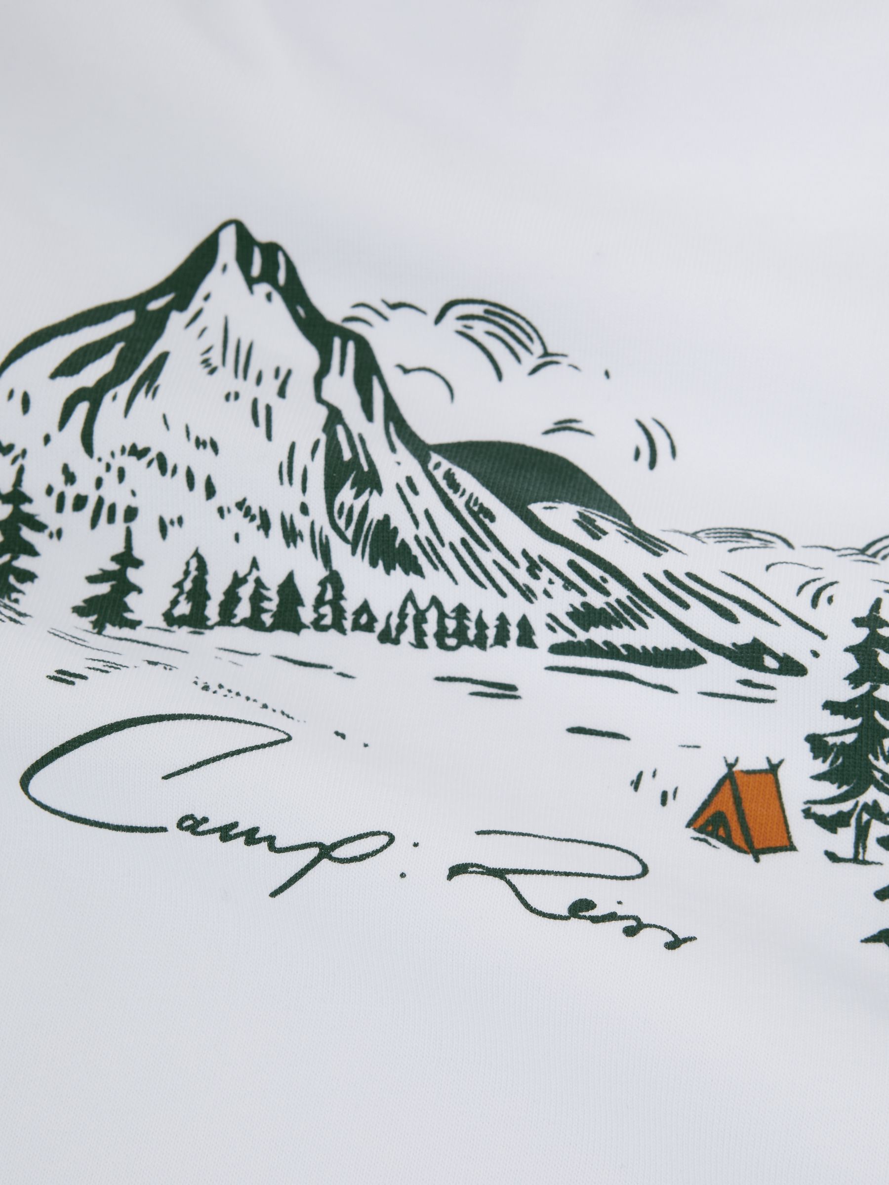 Senior Cotton Crew Neck Motif T-Shirt in Ecru - Image 6 of 6