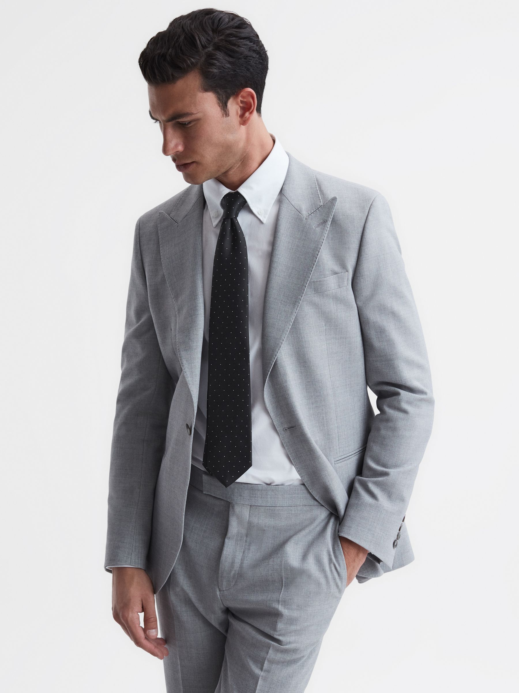 Textured Polka Dot Tie in Black - Image 2 of 5 Textured Polka Dot Tie in Black - Image 2 of 5