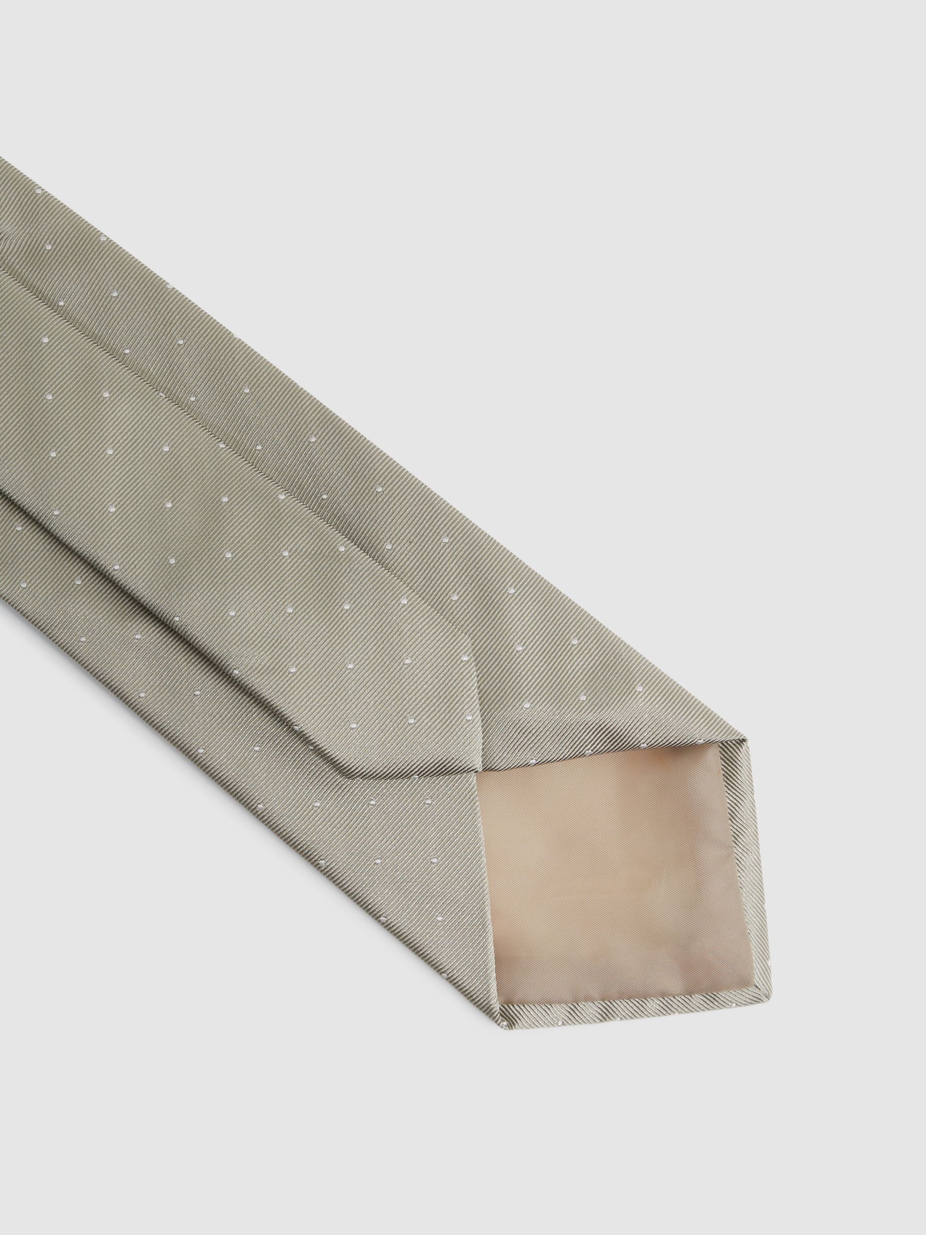 Silk Polka Dot Tie in Champagne - Image 3 of 5
