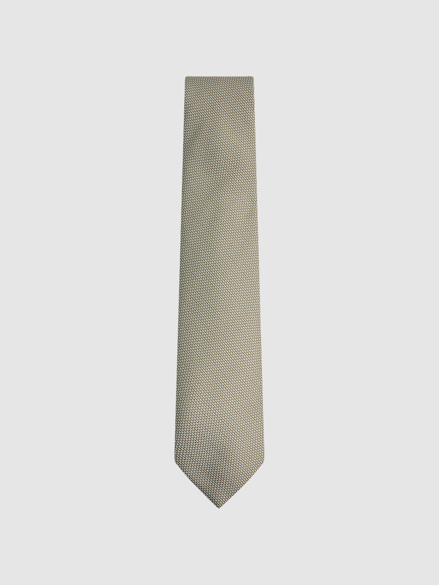 Textured Silk Blend Tie in Soft Sage - Image 1 of 5