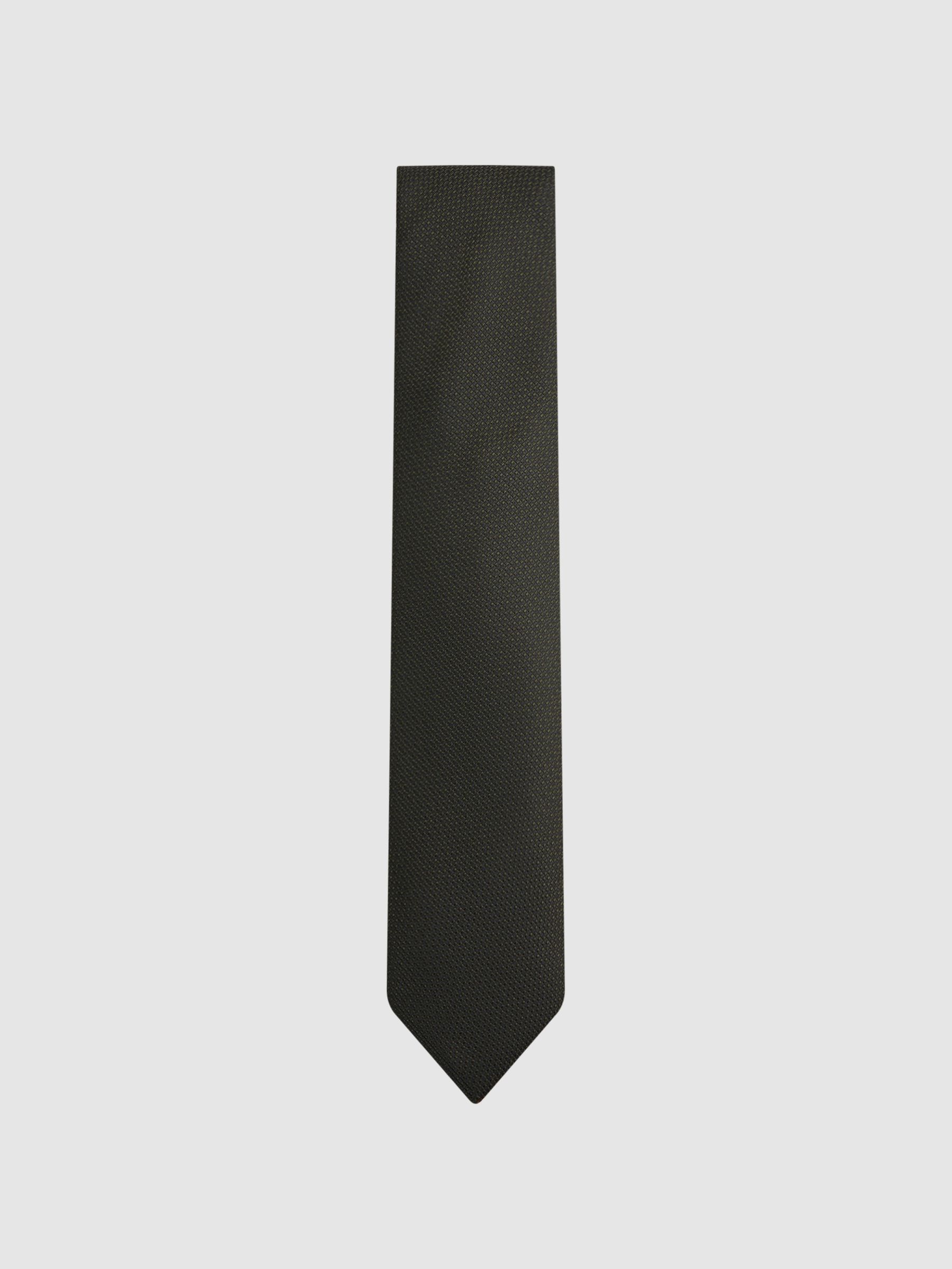 Textured Silk-Blend Tie in Dark Green - Image 1 of 5