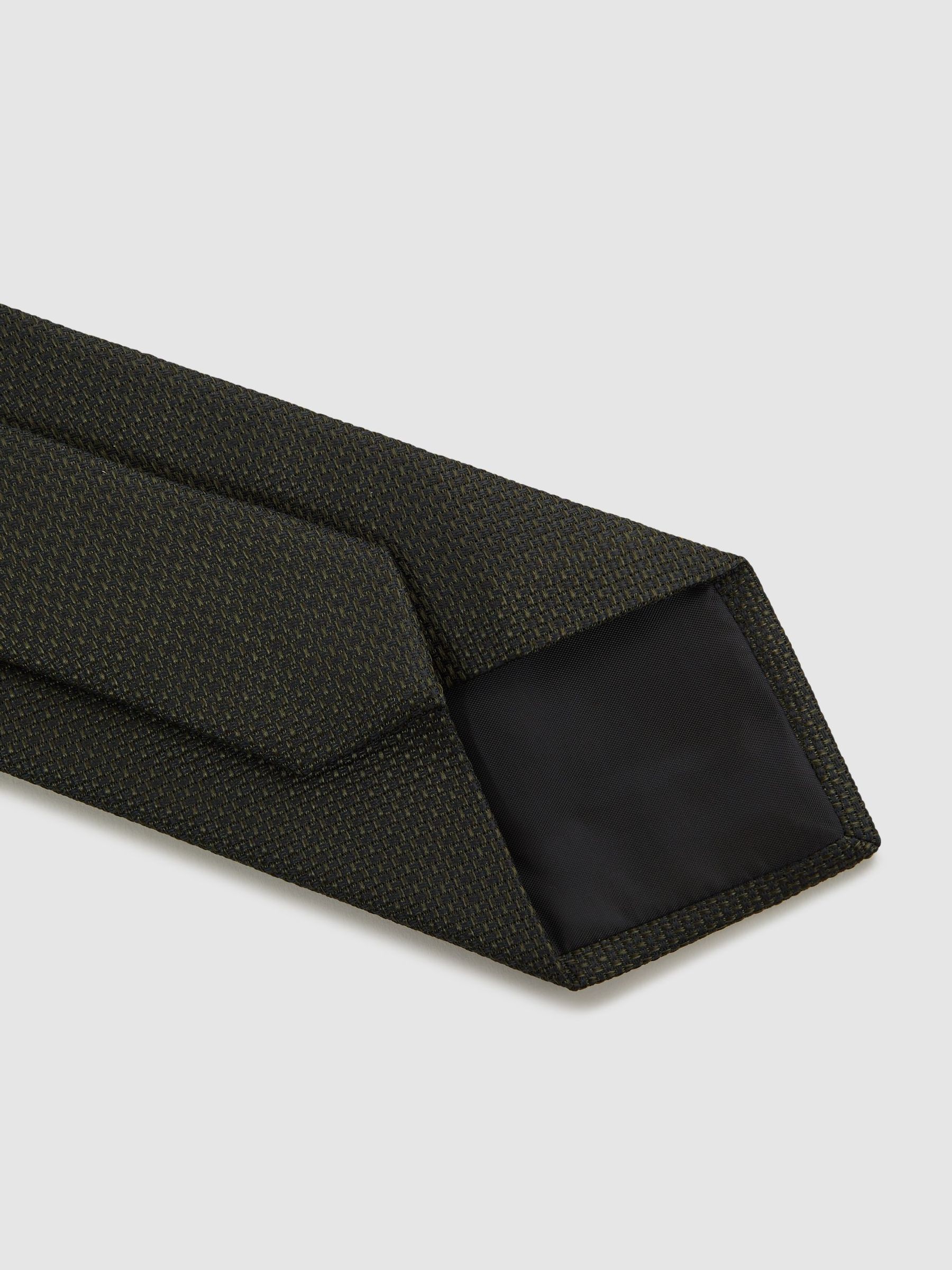 Textured Silk-Blend Tie in Dark Green - Image 4 of 5