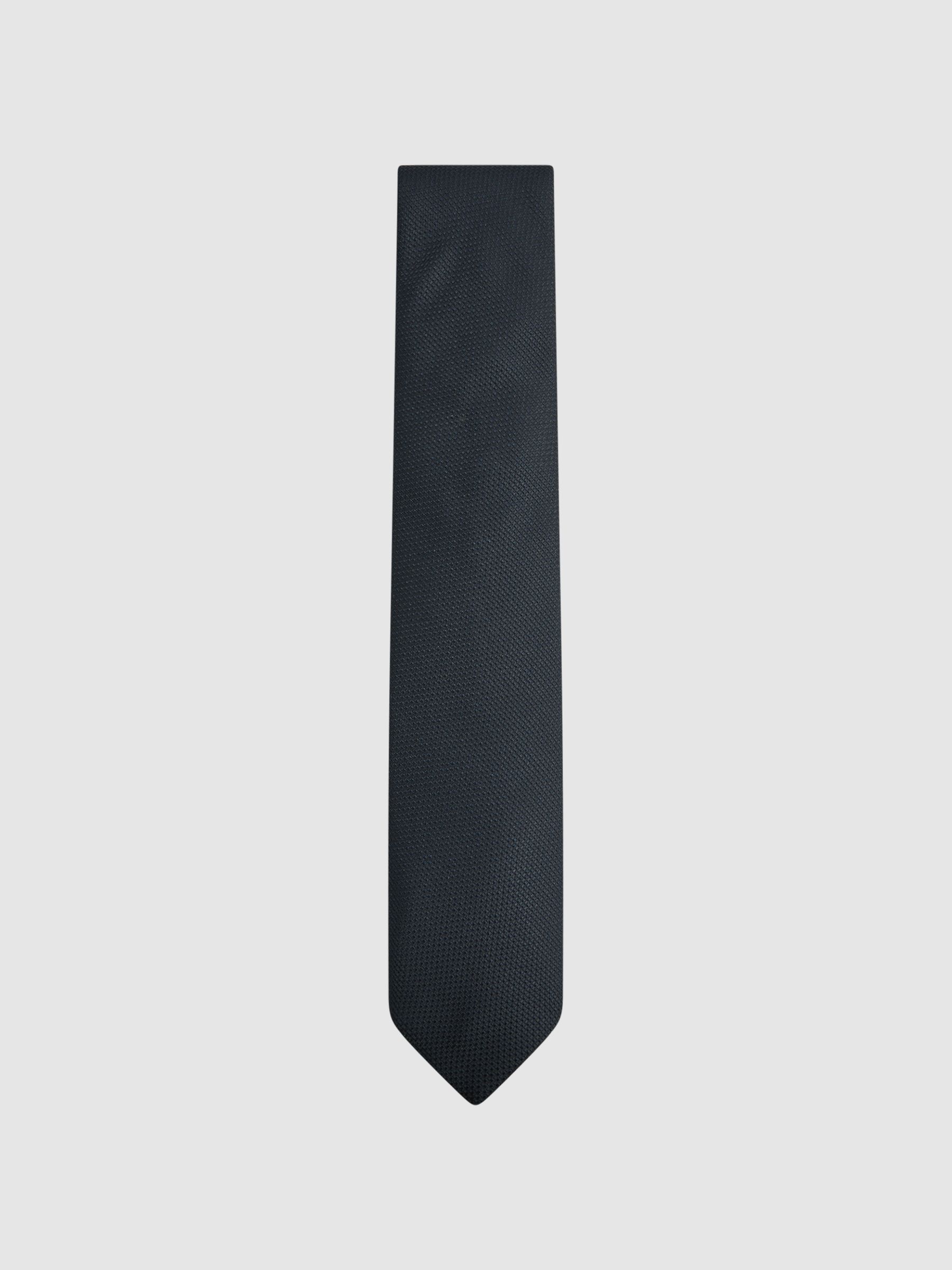 Textured Silk Blend Tie in Navy - Image 1 of 1