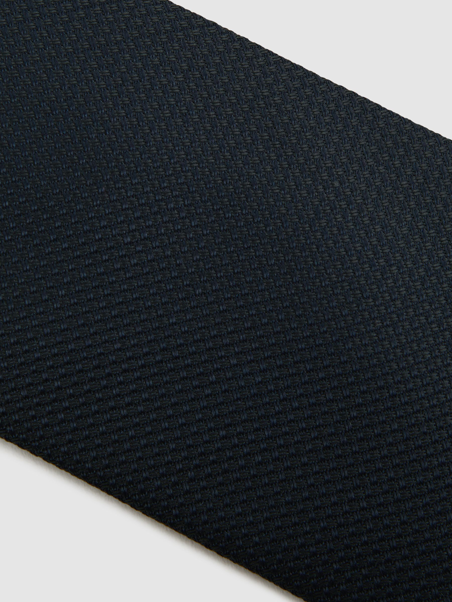 Textured Silk Blend Tie in Navy - image 3